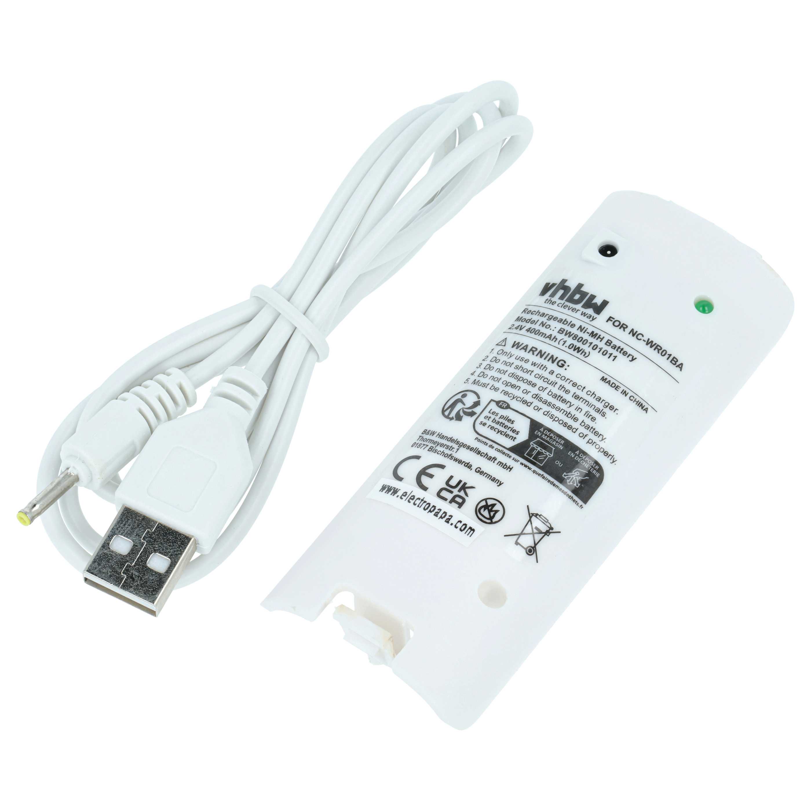 Batteria sostituisce Nintendo NC-WR01BA per gamepad - 400mAh 2,4V NiMH