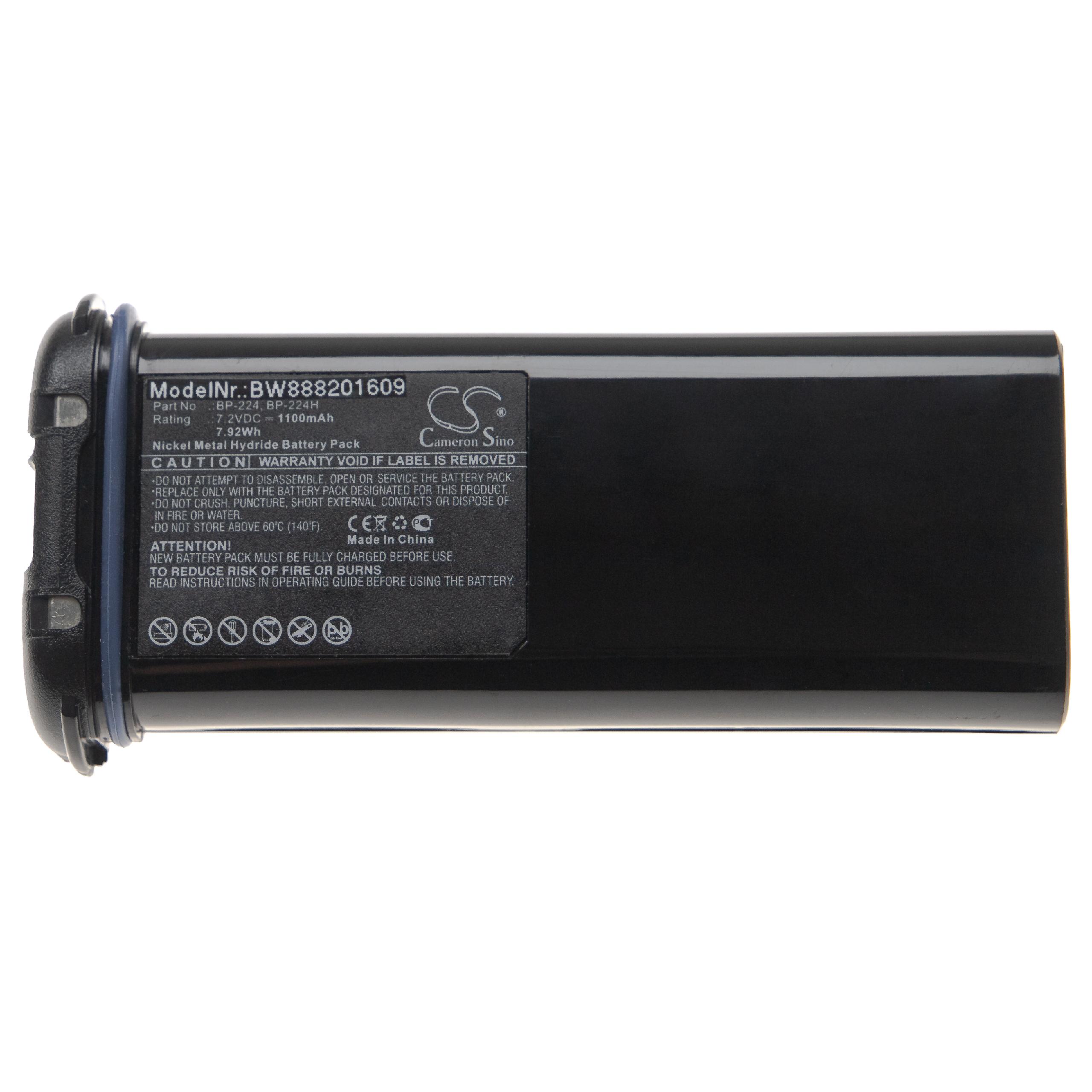 Batterie remplace Icom BP-224H, BP-224 pour radio talkie-walkie - 1100mAh 7,2V NiMH