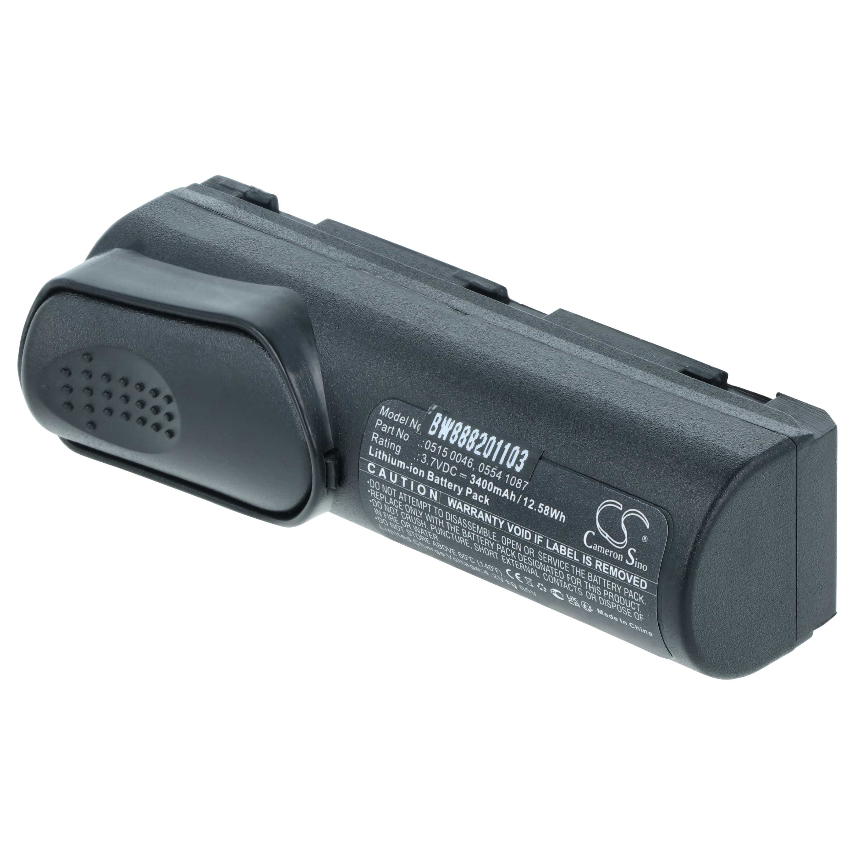 Batería reemplaza Testo 0515 0114, 0515 0046, 0515 0100 para dispositivo medición (3400 mAh, 3,7 V, Li-Ion)