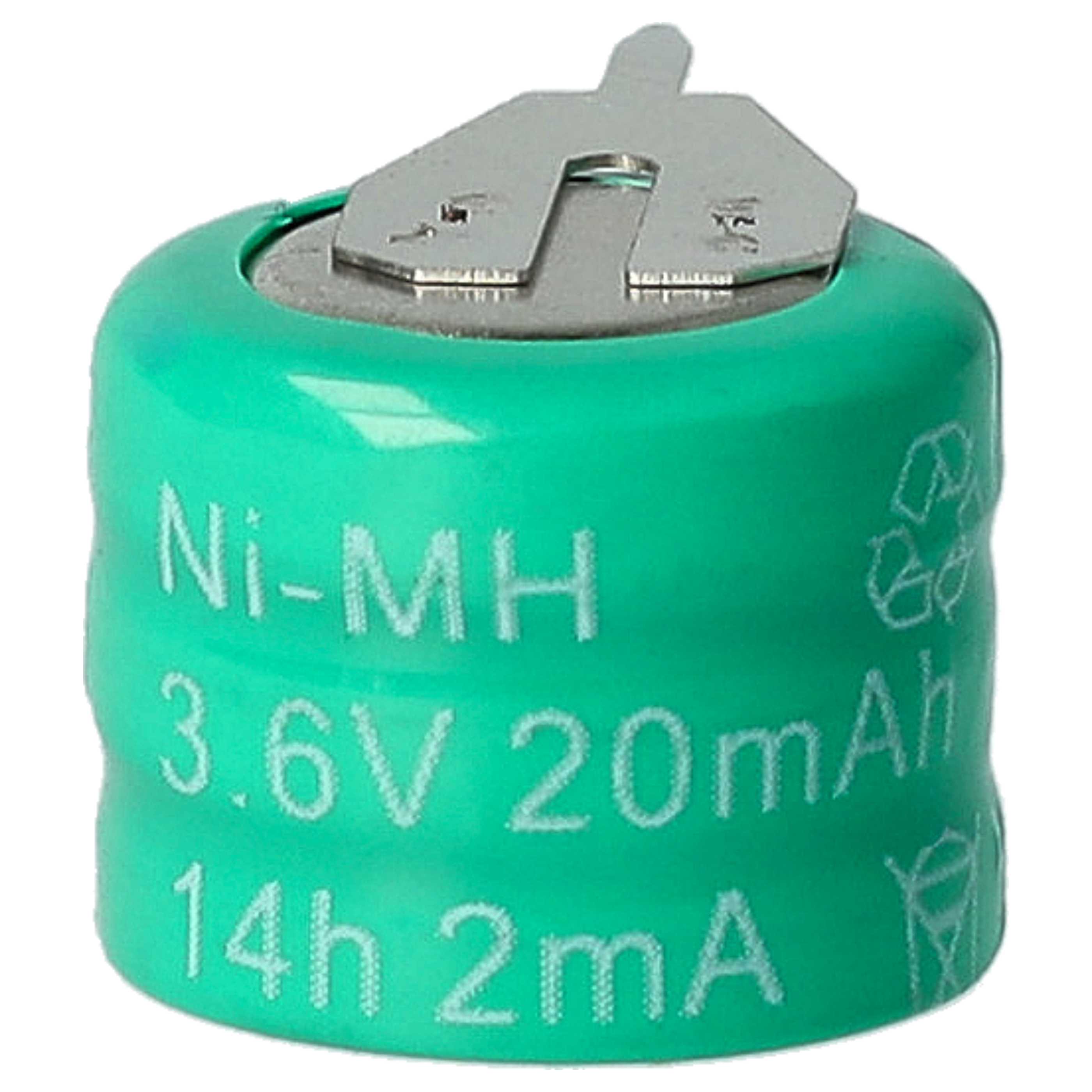 10x Button Cell Battery Type 3/V15H 2 Pins for Model Building Solar Lamps etc. - 20 mAh 3.6 V NiMH