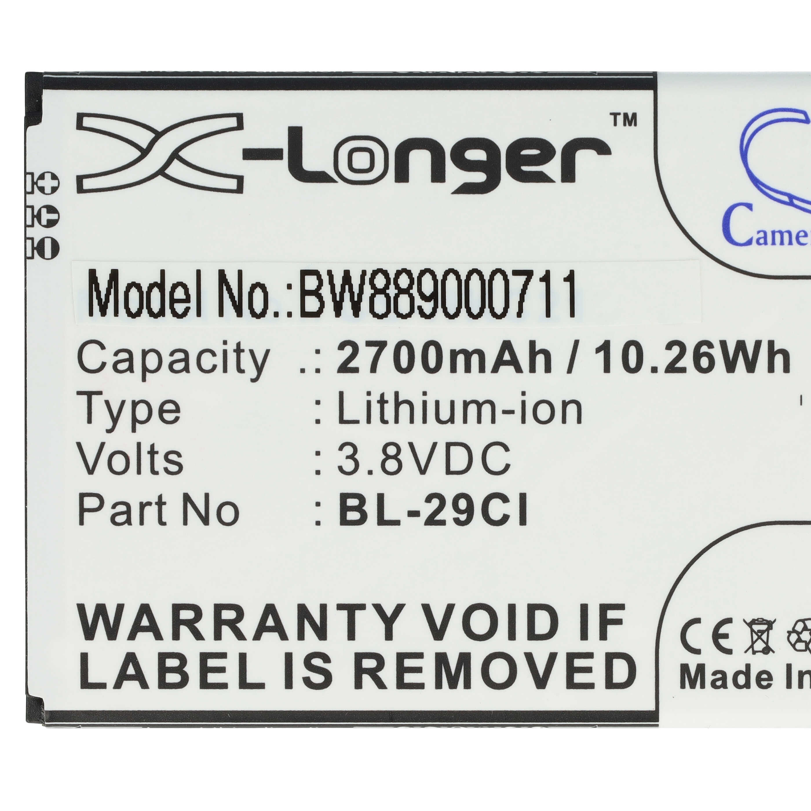 Akumulator do telefonu smartfona zamiennik Nokia BL-29CL, BL-29CI - 2700 mAh 3,8 V Li-Ion