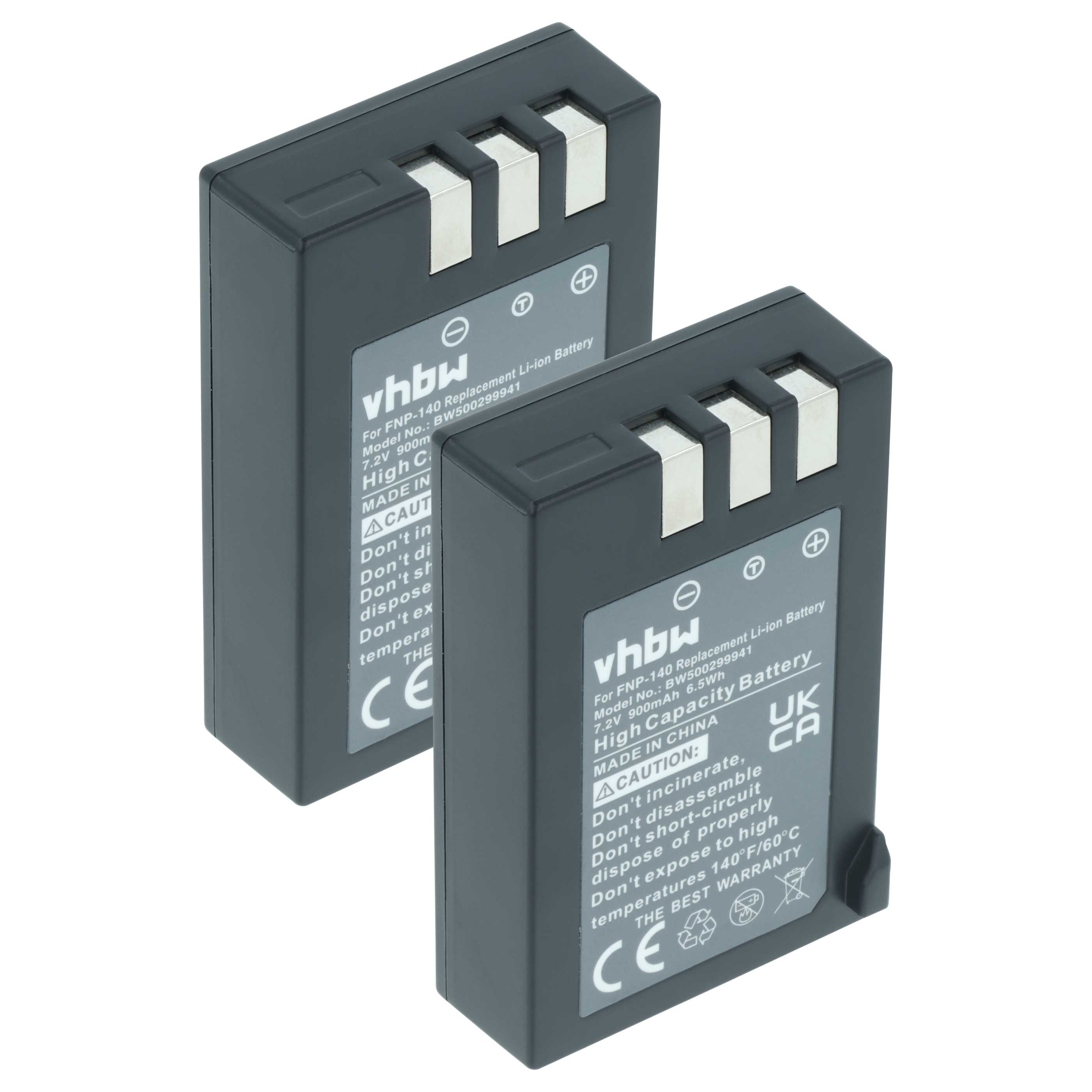 2x Battery replaces Fujifilm NP-140 - 950mAh, 7.2V, Li-Ion