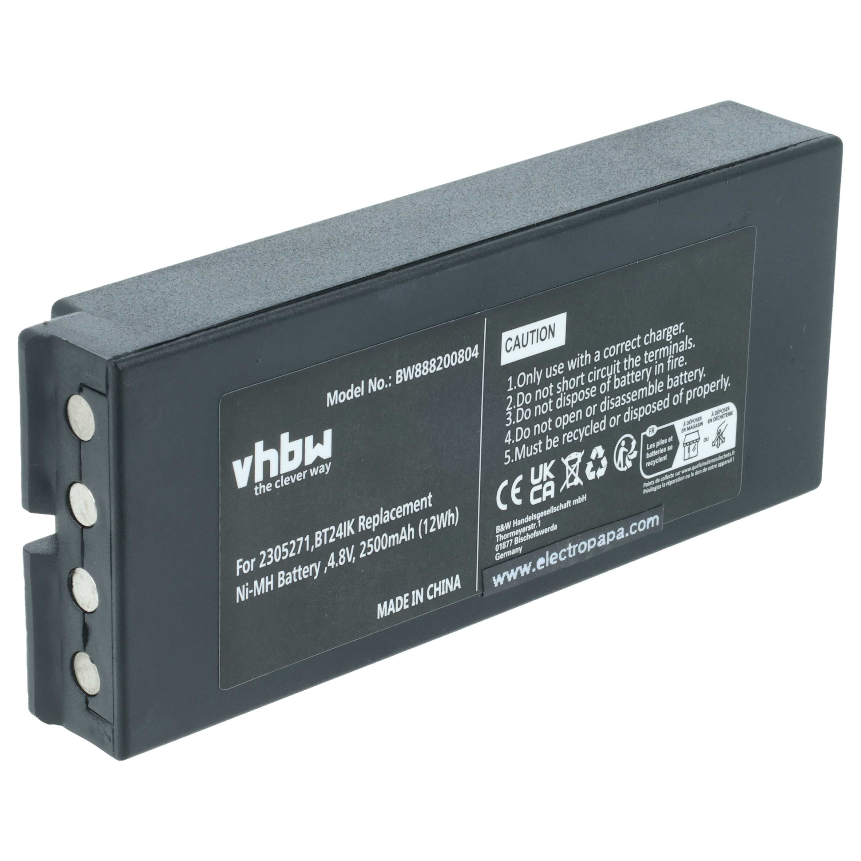 Battery as Replacement for Danfoss 2305271, BT24IK Remote Control - 2500 mAh 4.8 V NiMH