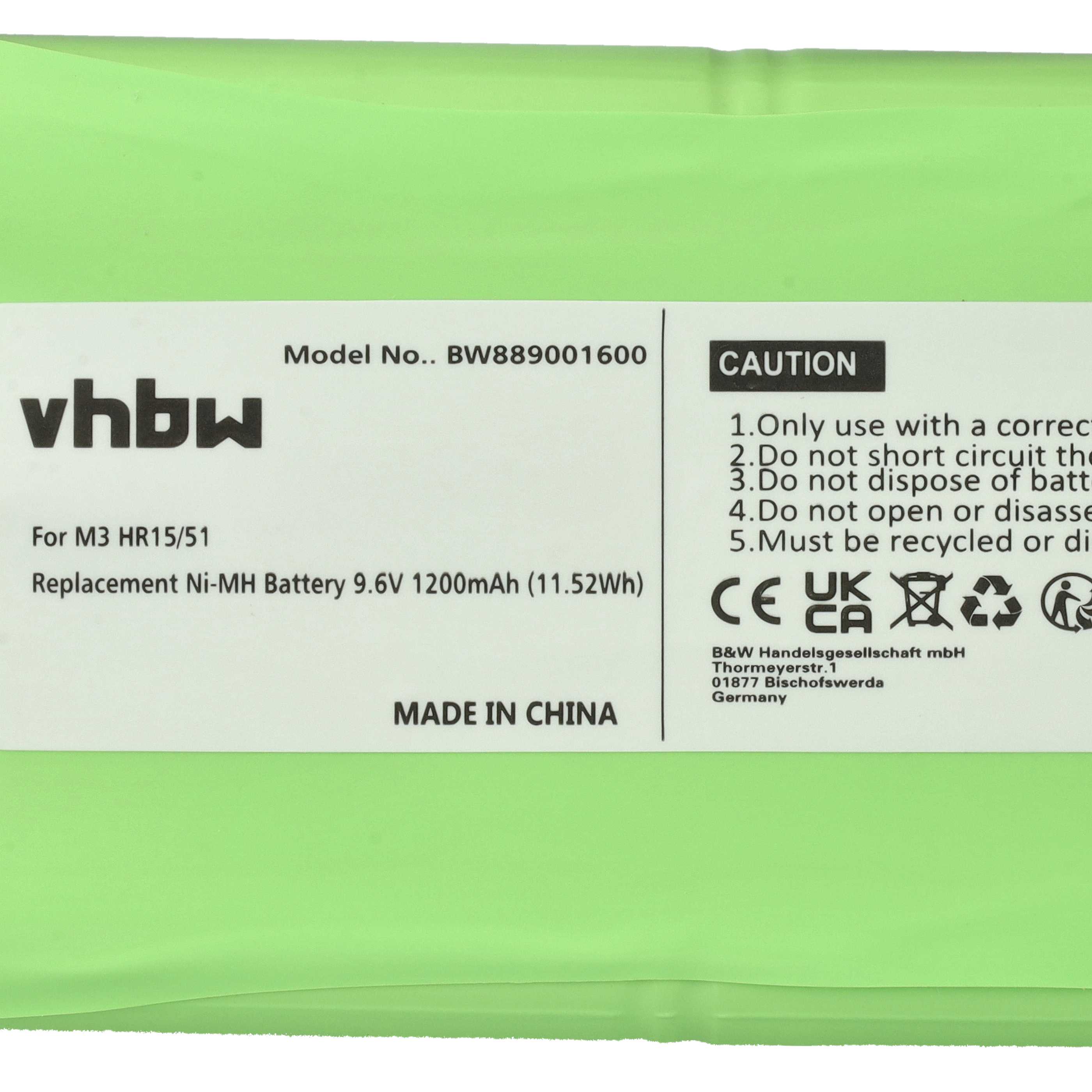 Batería reemplaza Polargos S1512 para diversos dispositivos (1200 mAh, 9,6 V, NiMH)