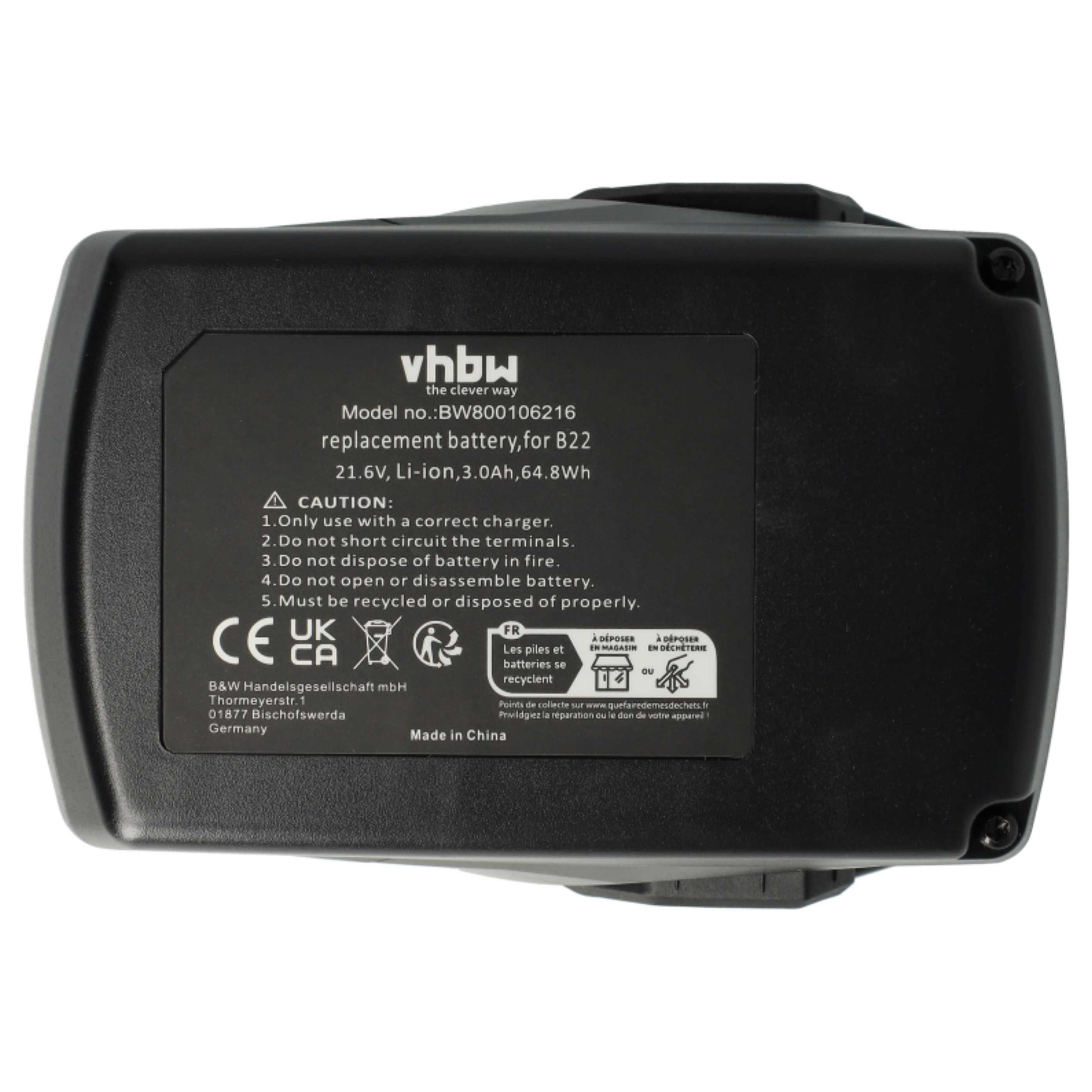 3x Battery replaces Hilti 2018498, 2136393, 2136395, 2183185 Electric Power Tool - 3000 mAh, 21.6 V, Li-Ion