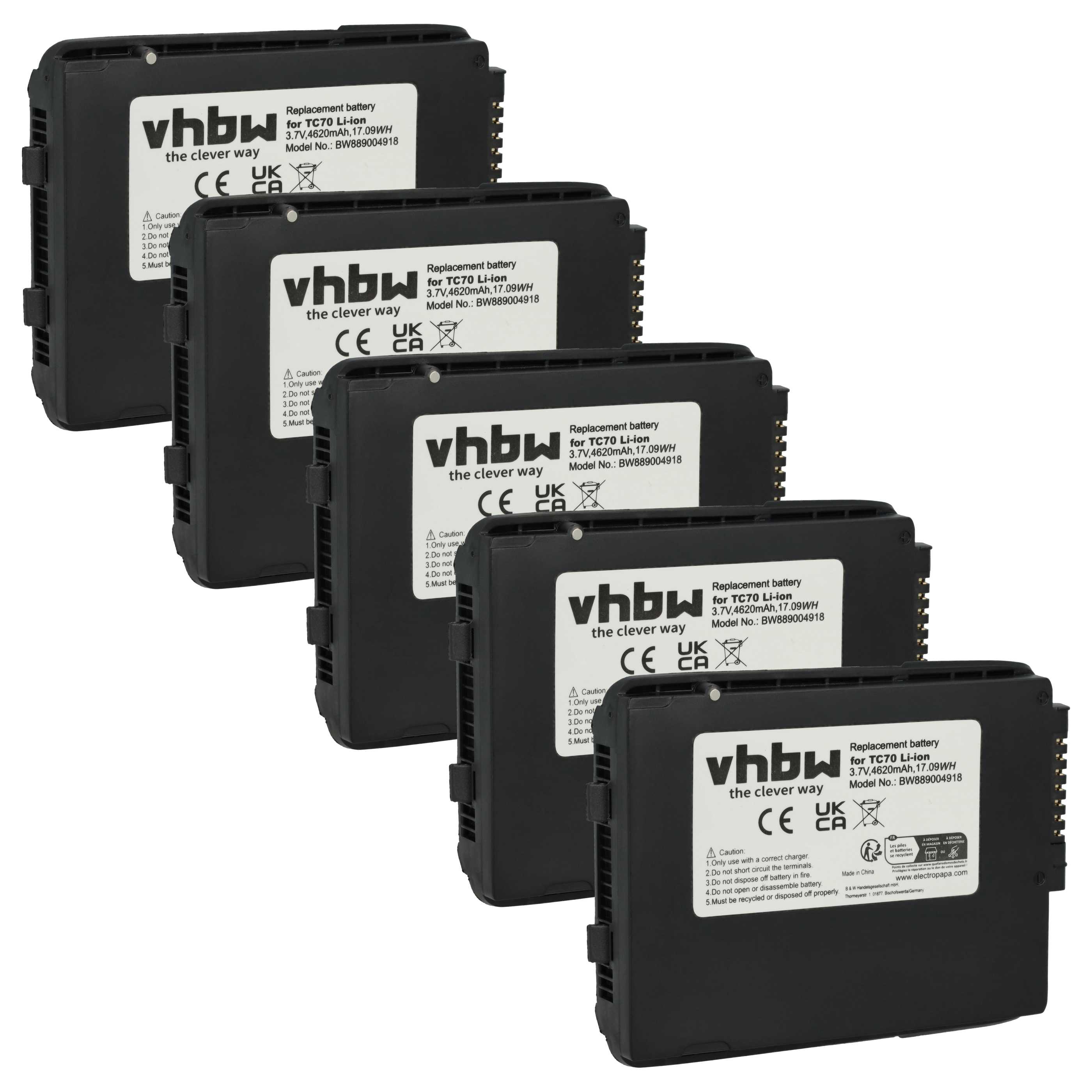 5x Akumulator do czytnika kodów kreskowych zamiennik Motorola 82-171249-01 - 4620 mAh 3,7 V Li-Ion