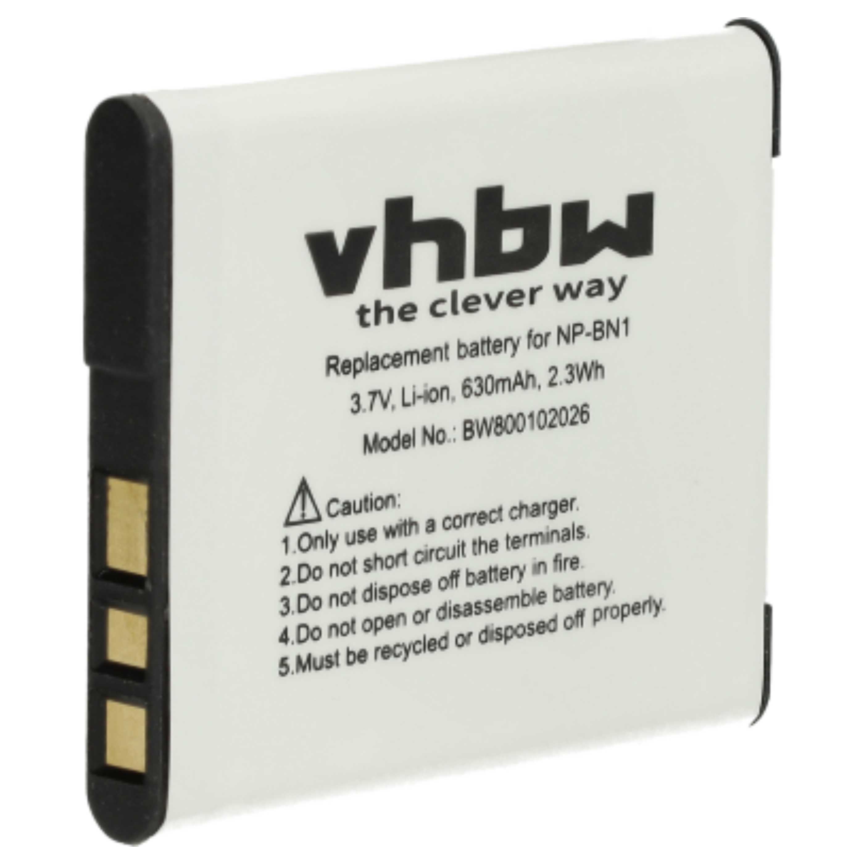 3x Battery replaces Sony NP-BN1 - 600mAh, 3.6V, Li-Ion