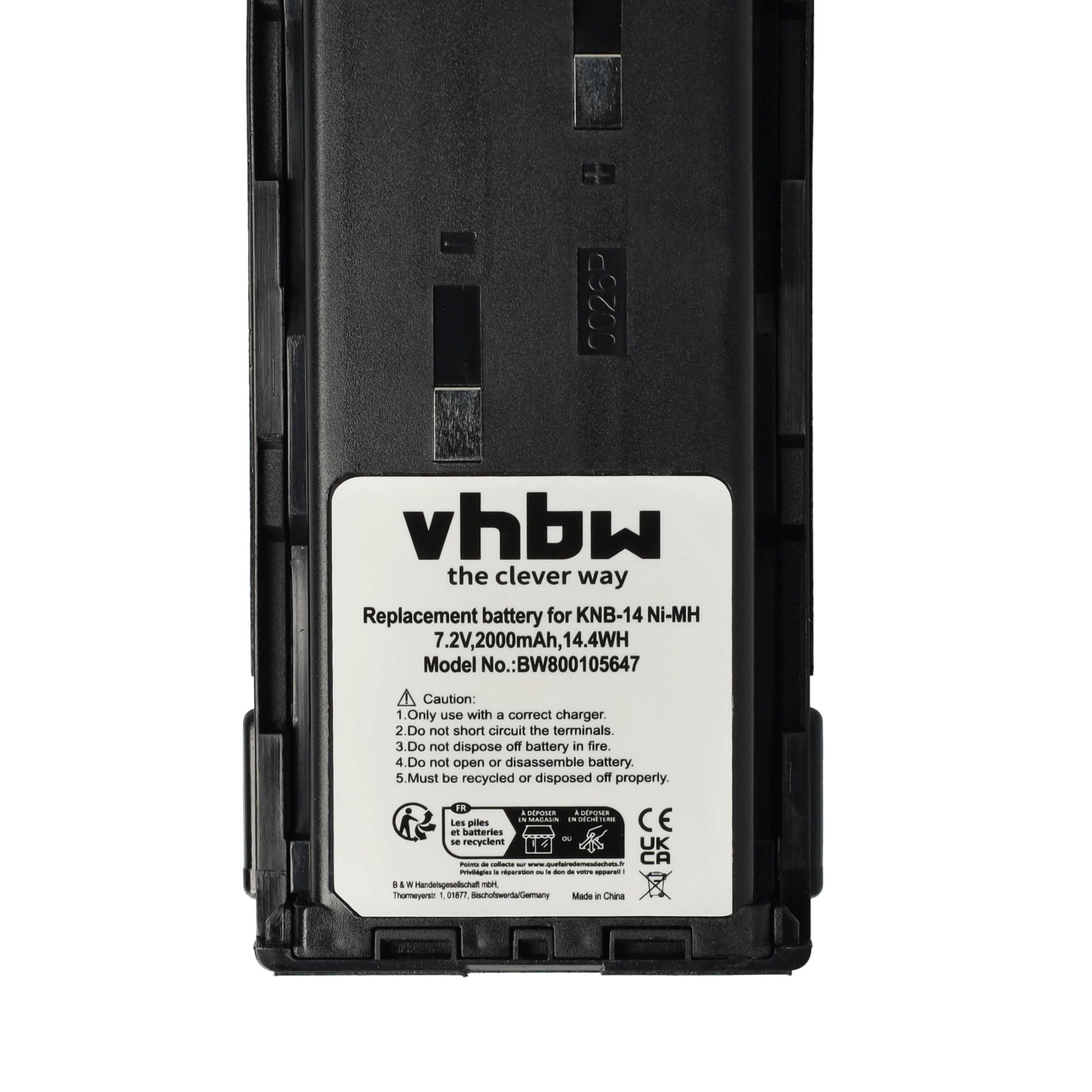 2x Batteria sostituisce Bidatong BD-15-L per dispositivo radio - 2000mAh 7,2V NiMH