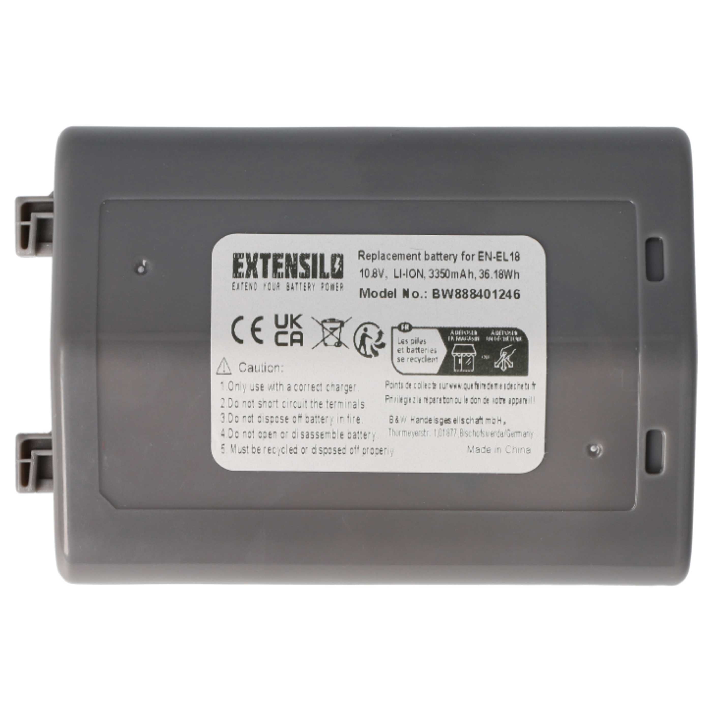 3x Battery replaces Nikon EN-EL18 - 3350mAh, 10.8V, Li-Ion