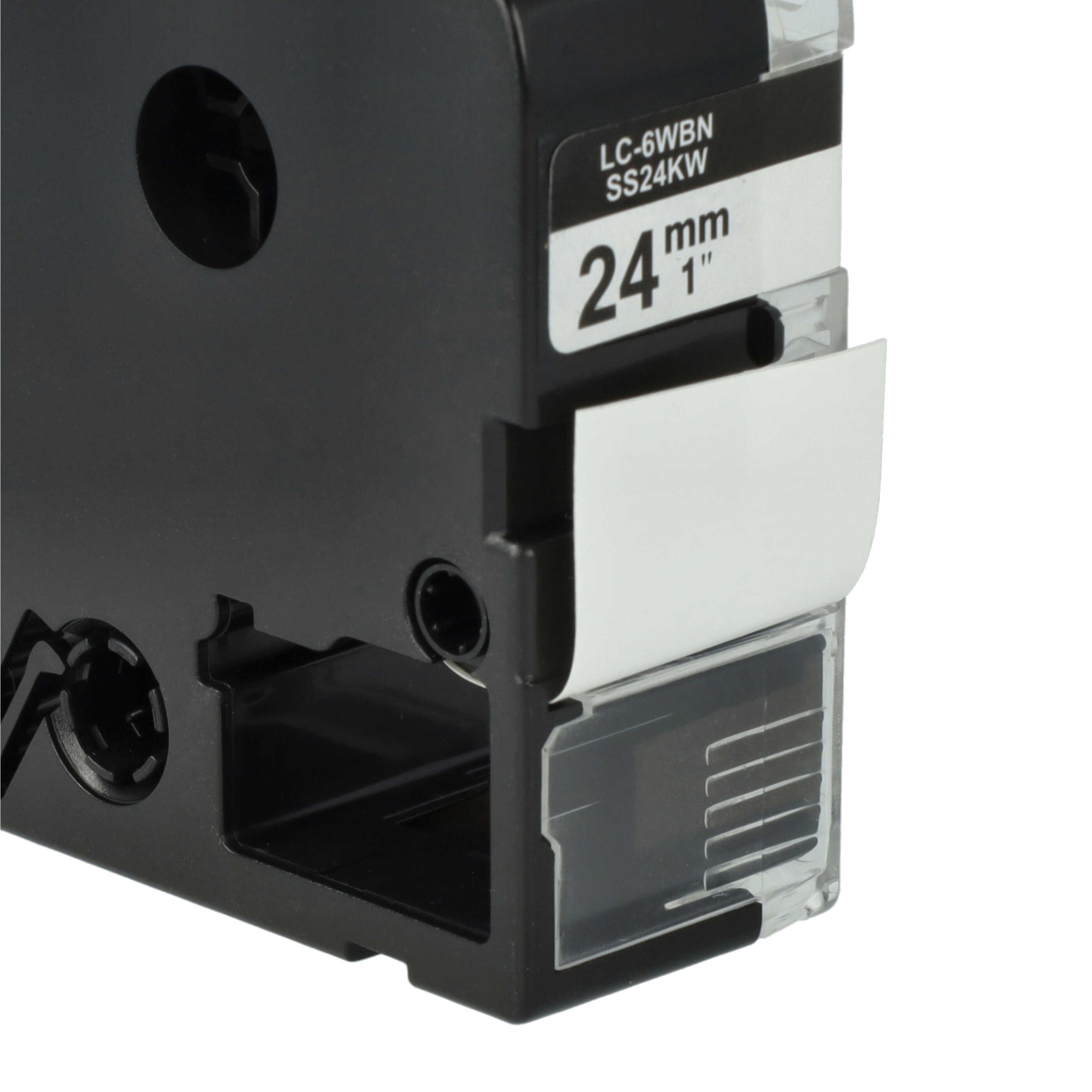 10x Cassettes à ruban remplacent Epson LC-6WBN - 24mm lettrage Noir ruban Blanc
