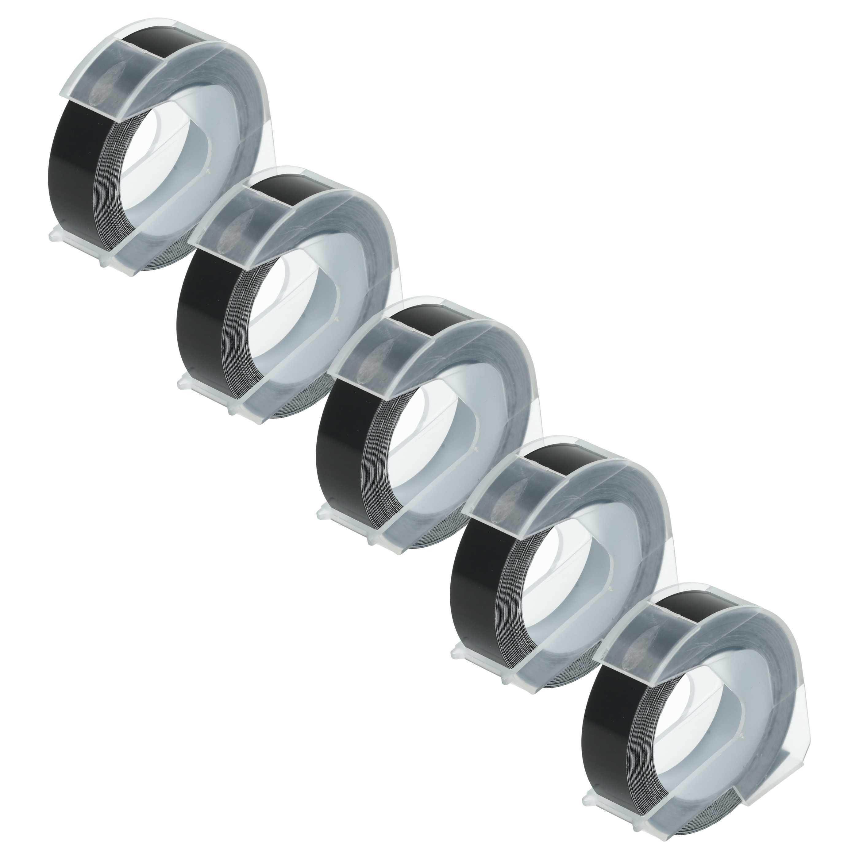 5x 3D Embossing Label Tape replaces Dymo 0898132 - 12 mm White to Black