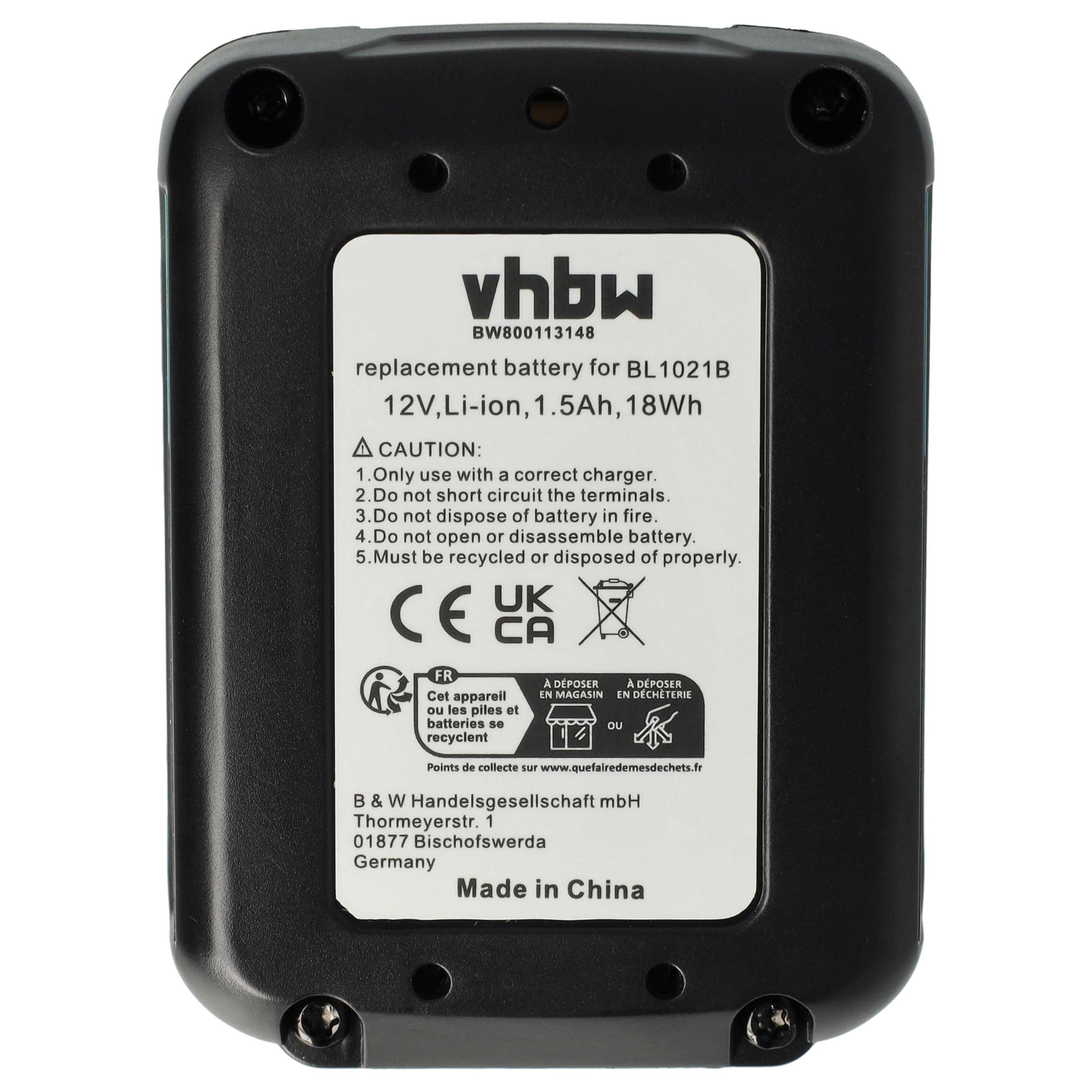 3x Batería para herramienta reemplaza Makita 197396-9, 197402-0, 197390-1, 197394-3 - 1500 mAh, 12 V, Li-Ion