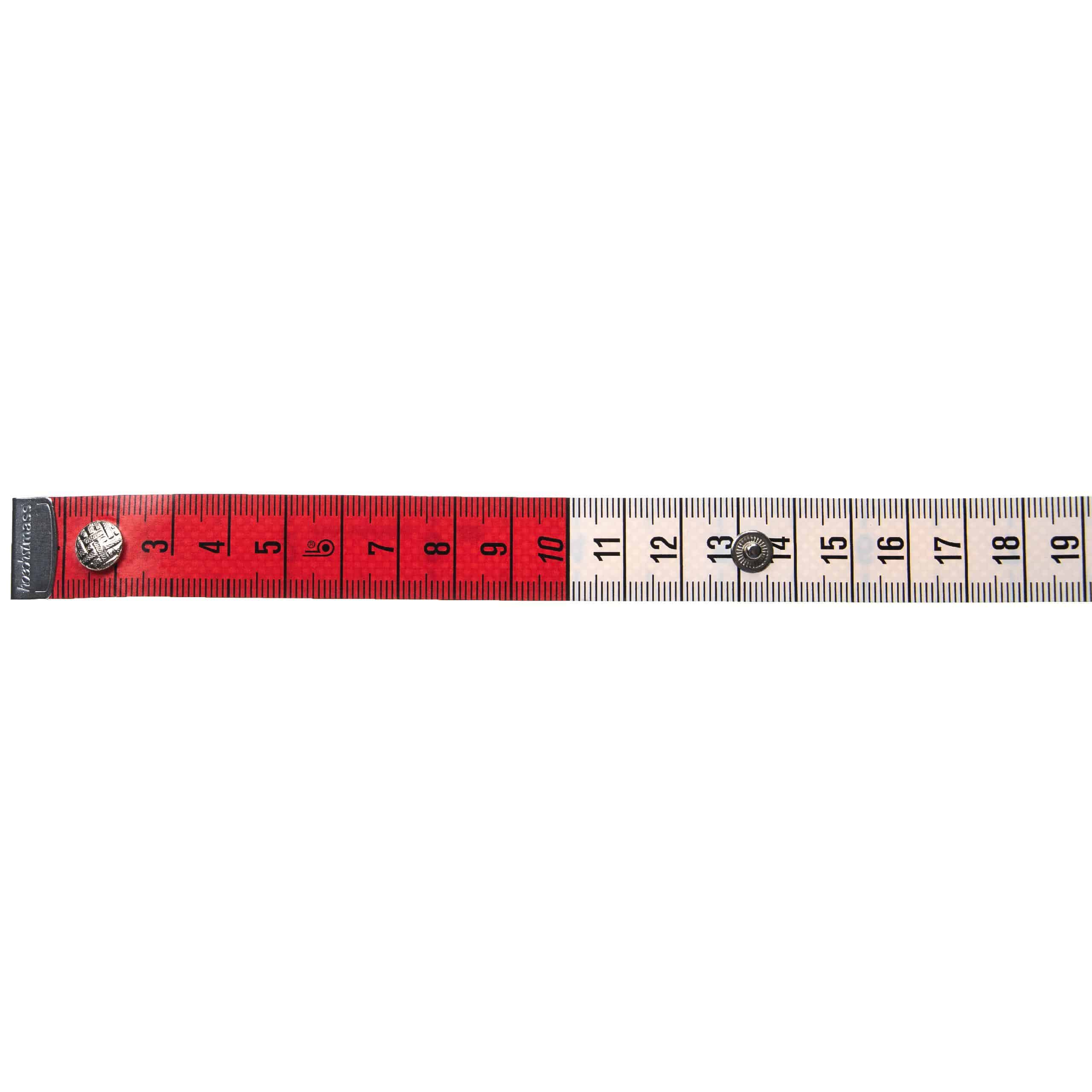 vhbw metro da sarto con bottone - Metro a nastro, 150 cm, in 4 colori, scala in cm + pollici, flessibile