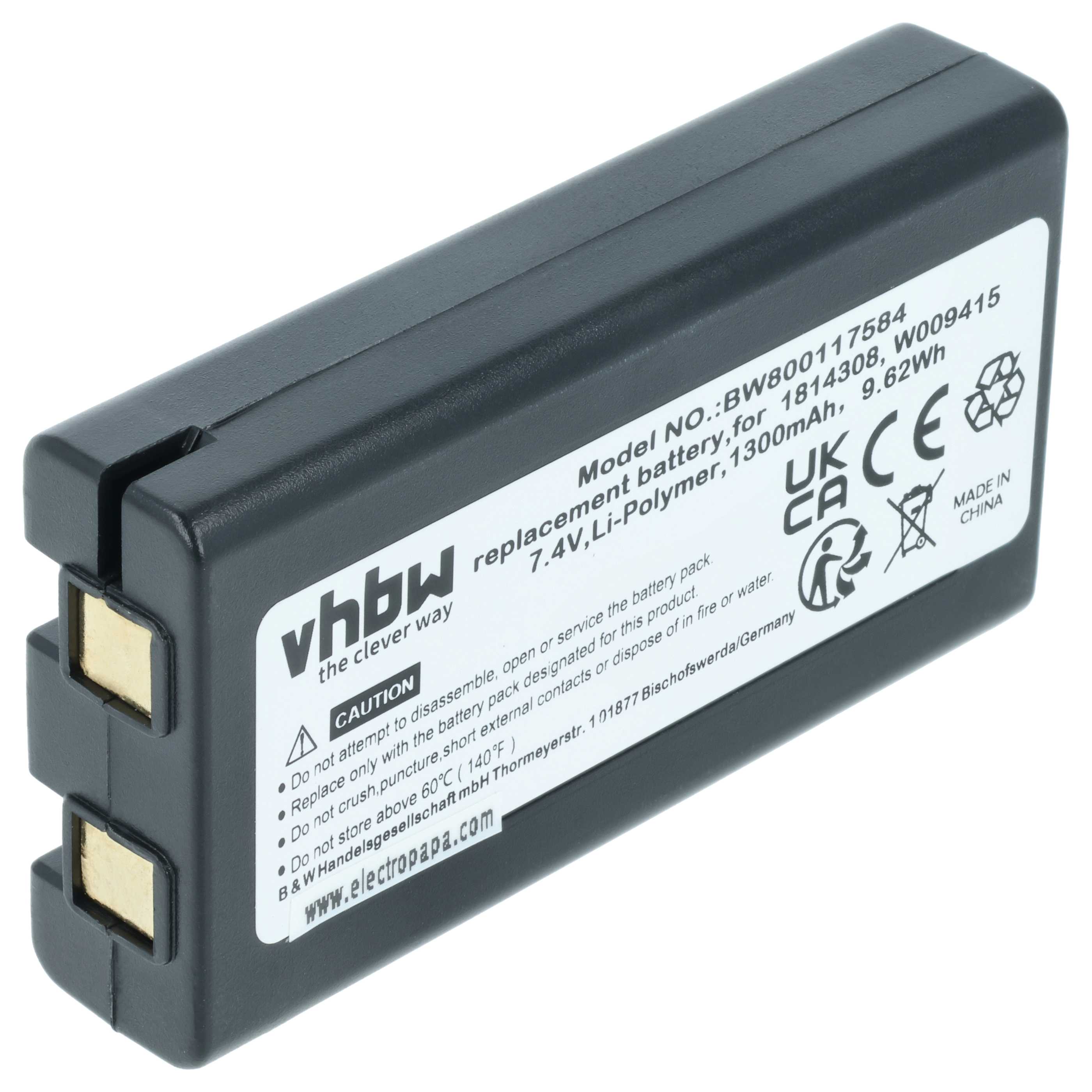 Batteria sostituisce Dymo W009415, 643463, 1814308 per stampante - 1300mAh 7,4V Li-Poly