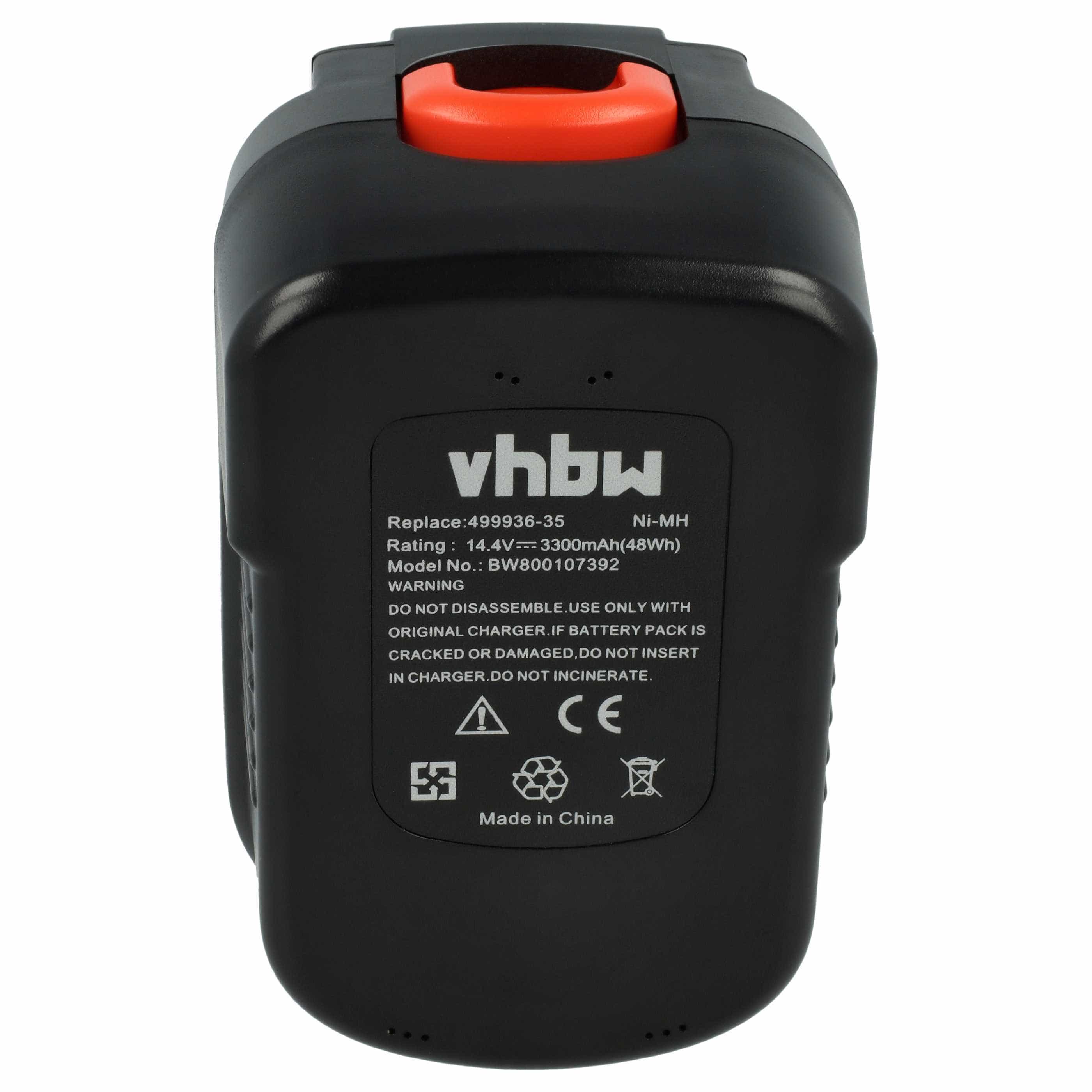 Battery replaces Black & Decker 499936-34, 499936-35, A14, A144 Electric Power Tool - 3300 mAh, 14.4 V, NiMH