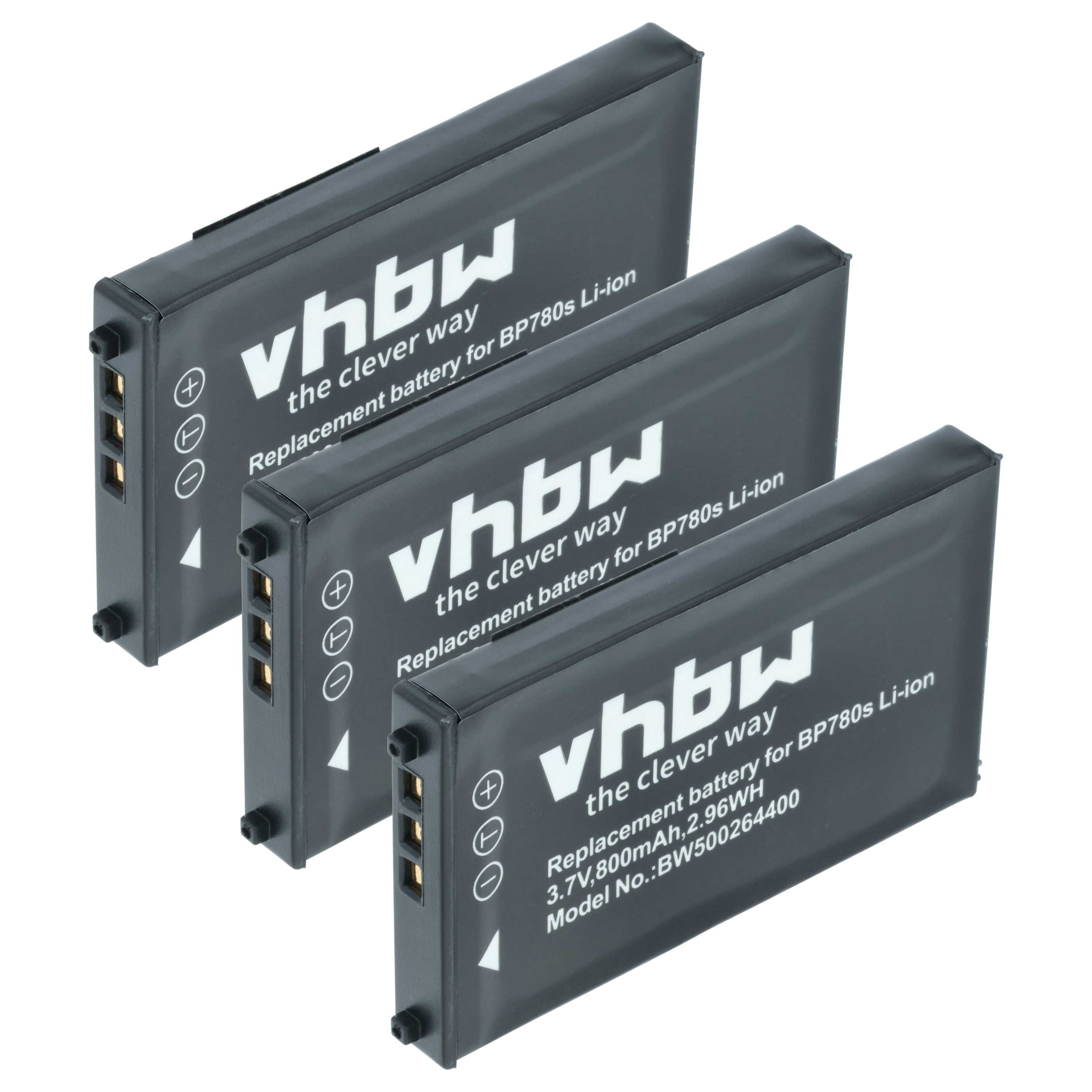 3x Battery replaces Kyocera BP780s - 700mAh, 3.7V, Li-Ion