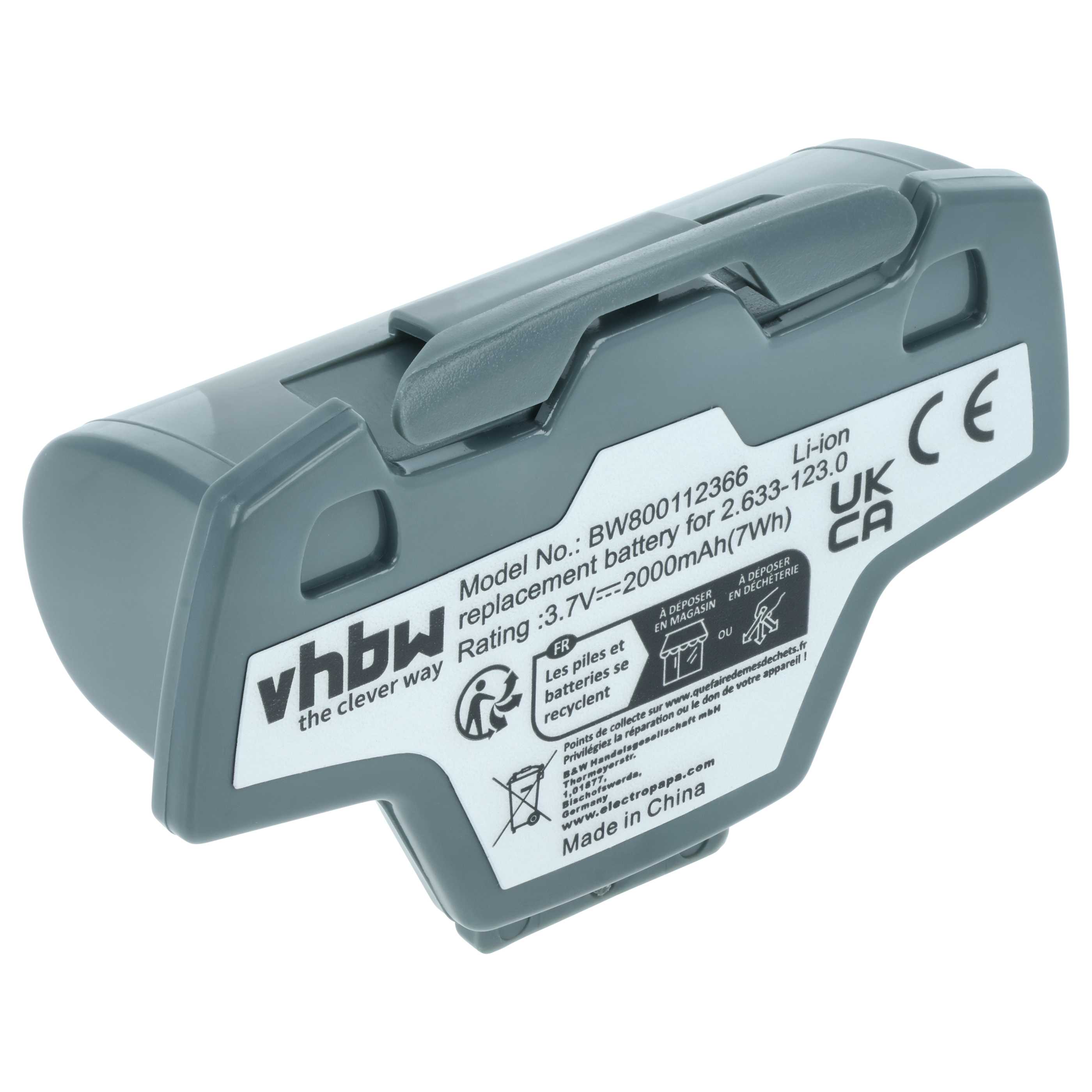 Battery replaces Kärcher 4.633-083.0, 2.633-123.0, 9.013-675.0 for Kärcher 2000mAh, 3.7V, Li-Ion