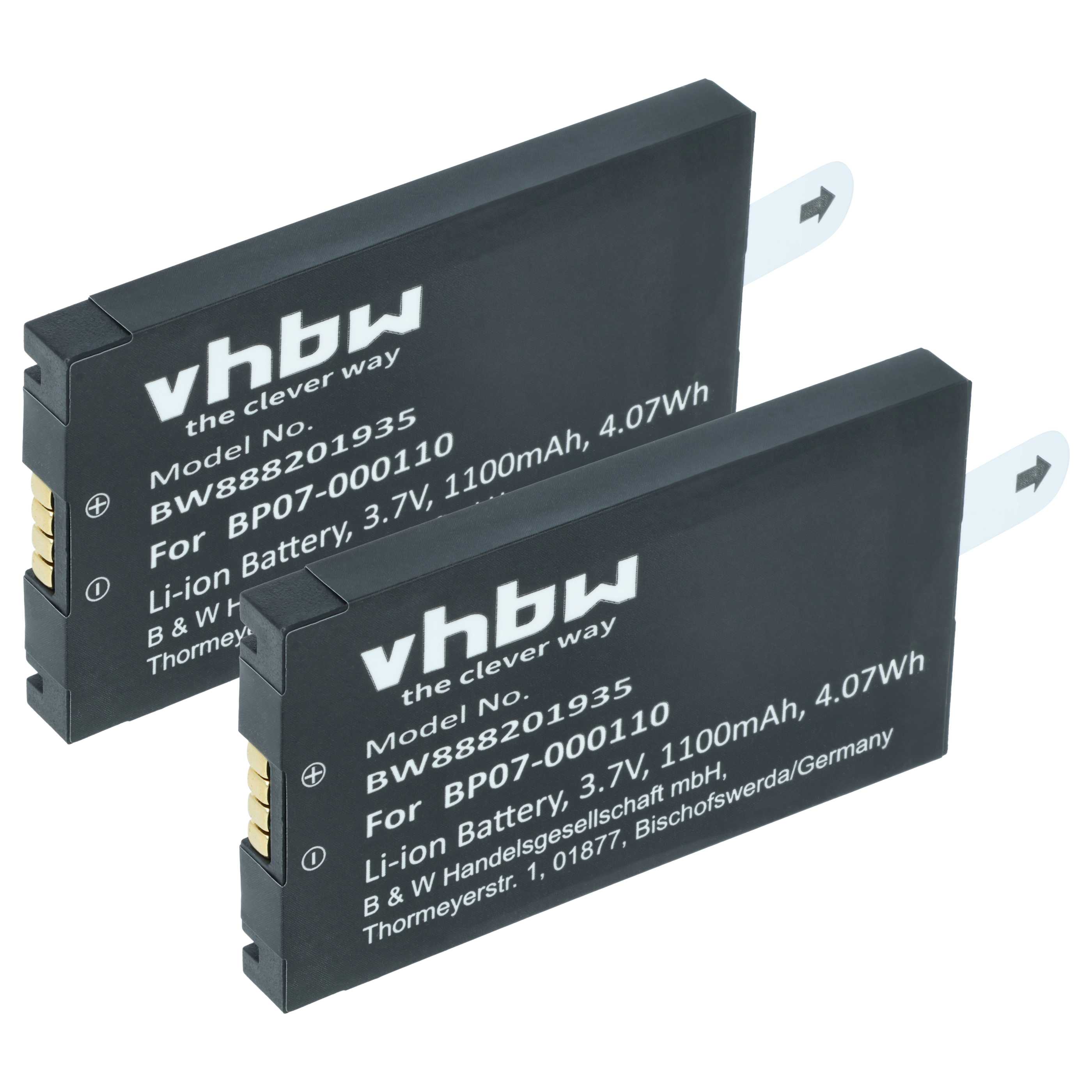 2x Battery replaces Datalogic 11300794, 3H21-00000370 for Datalogic Barcode Scanner POS - 1100 mAh 3.7 V