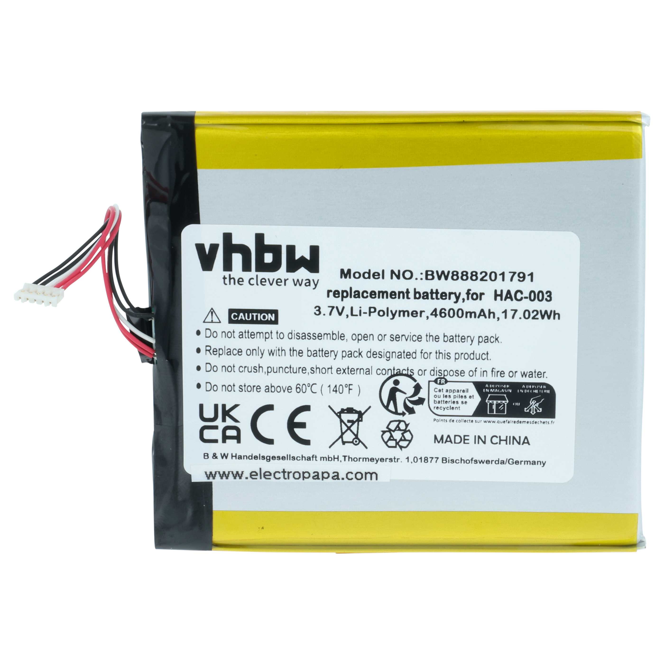 Games Console Battery replaces Nintendo HAC-A-BPHAT-C0, HAC-003 - 4600 mAh 3.7 V Li-polymer