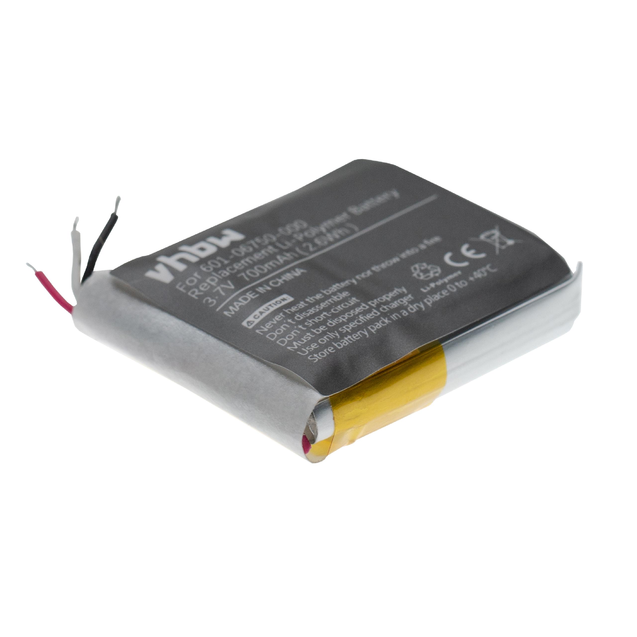 Batterie remplace GoPro 601-06750-000, 601-10257-000, 601-06750-101 pour caméscope - 700mAh 3,7V Li-polymère