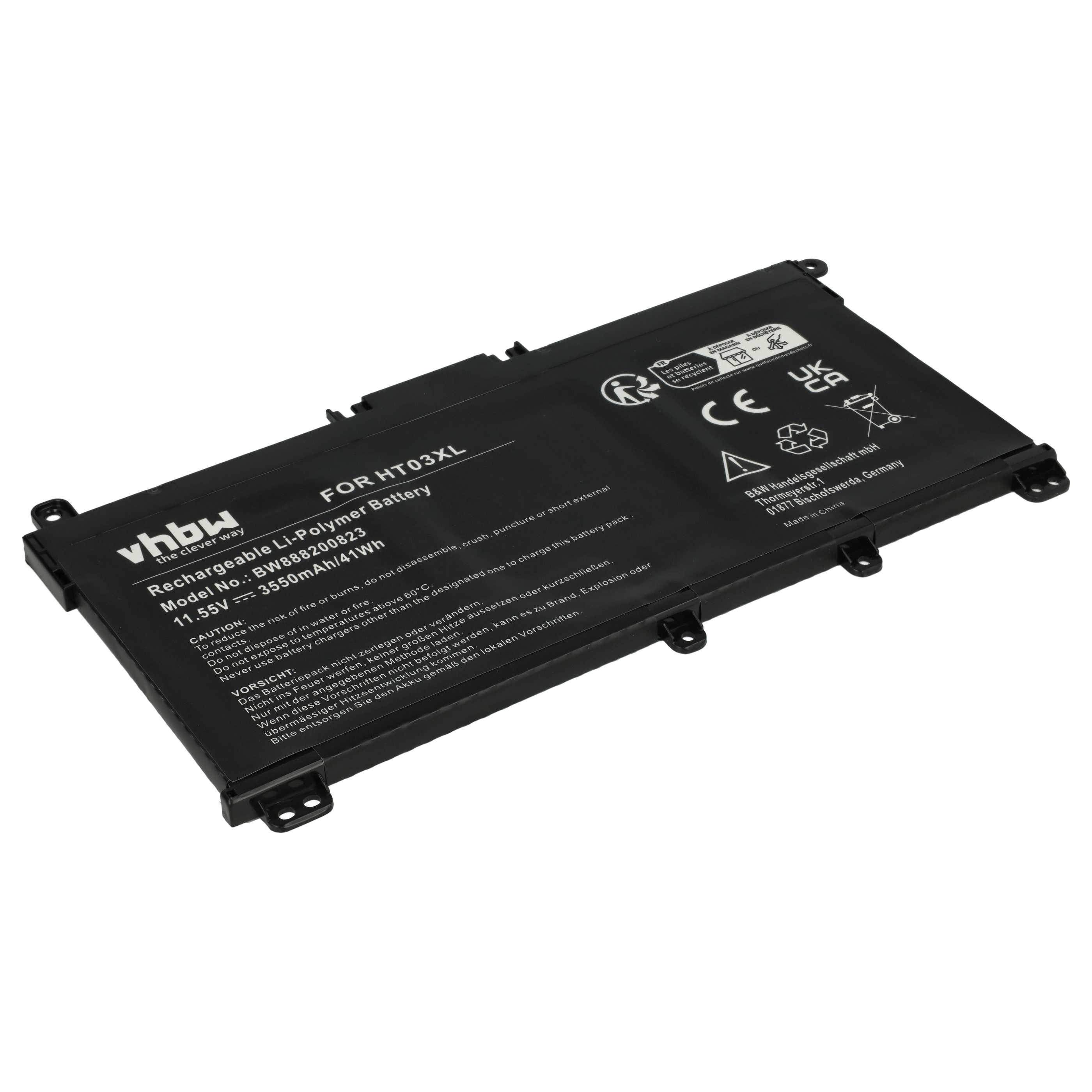 Notebook Battery Replacement for HP HSTNN-DB8S, HSTNN-DB8R, HSTNN-IB80 - 3550 mAh 11.55 V Li-polymer, black