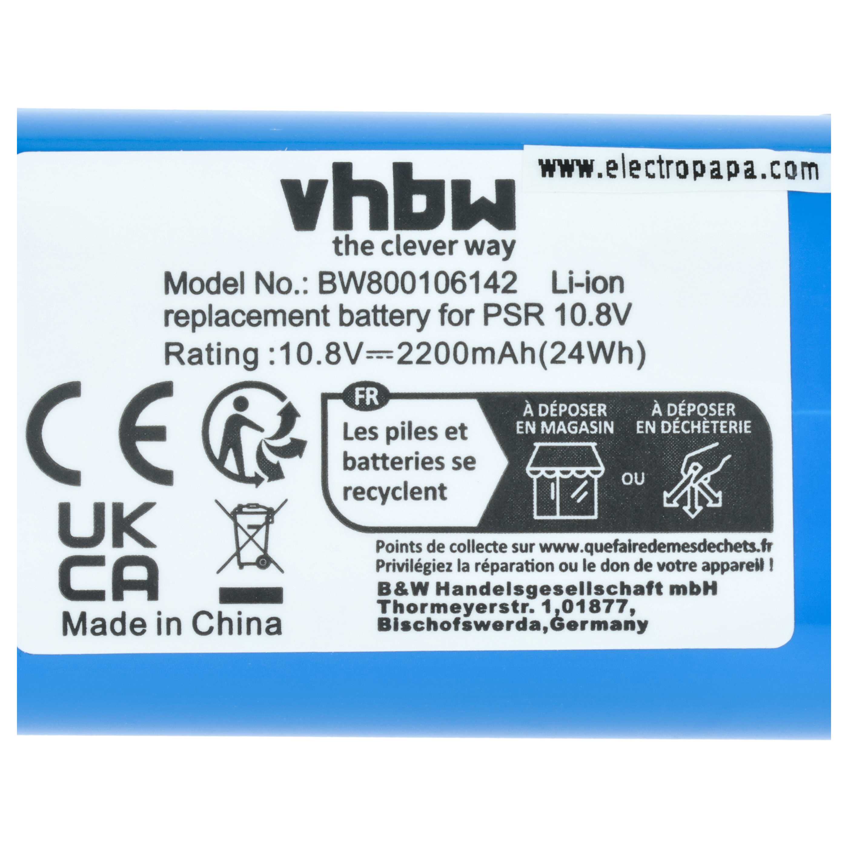 Battery replaces Bosch 2 607 336 863, 2 607 336 864, KEO Electric Power Tool - 2200 mAh, 10.8 V, Li-Ion