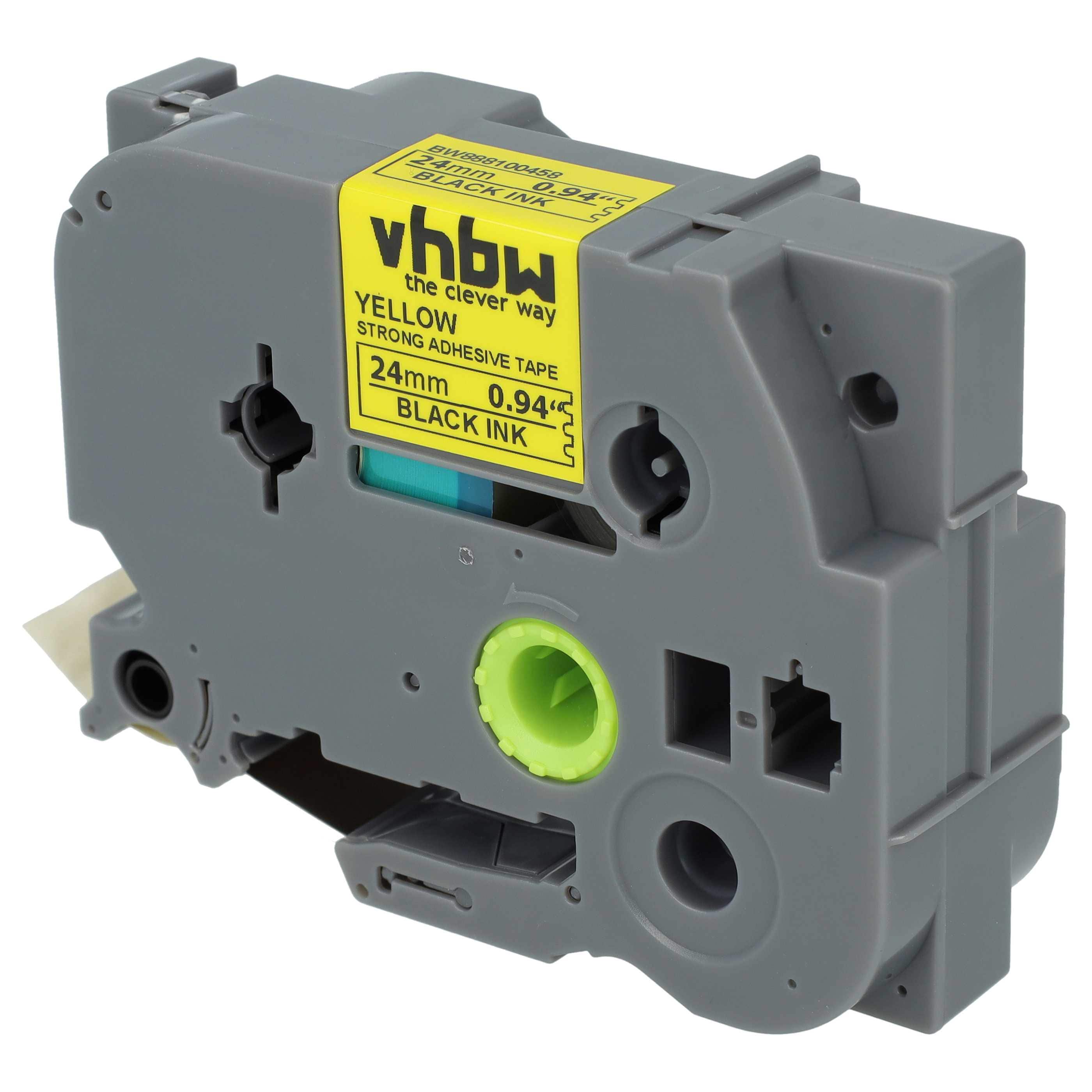 5x Label Tape replaces Brother TZE-S651 - 24 mm Black to Yellow, Extra Stark