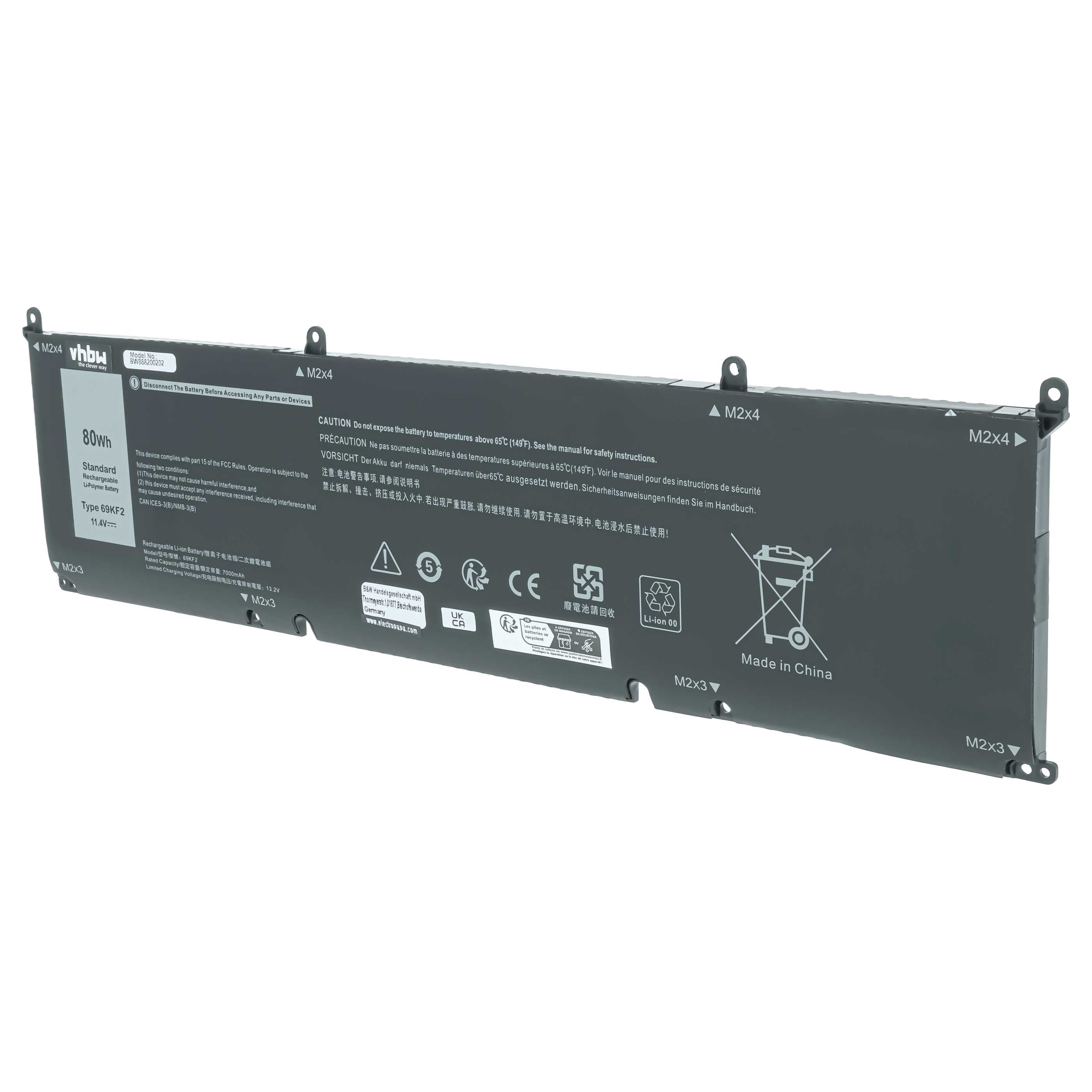 Akumulator do laptopa zamiennik Dell 70N2F, DVG8M, M59JH, P8P1P, 69KF2, 8FCTC - 7000 mAh 11,4 V LiPo