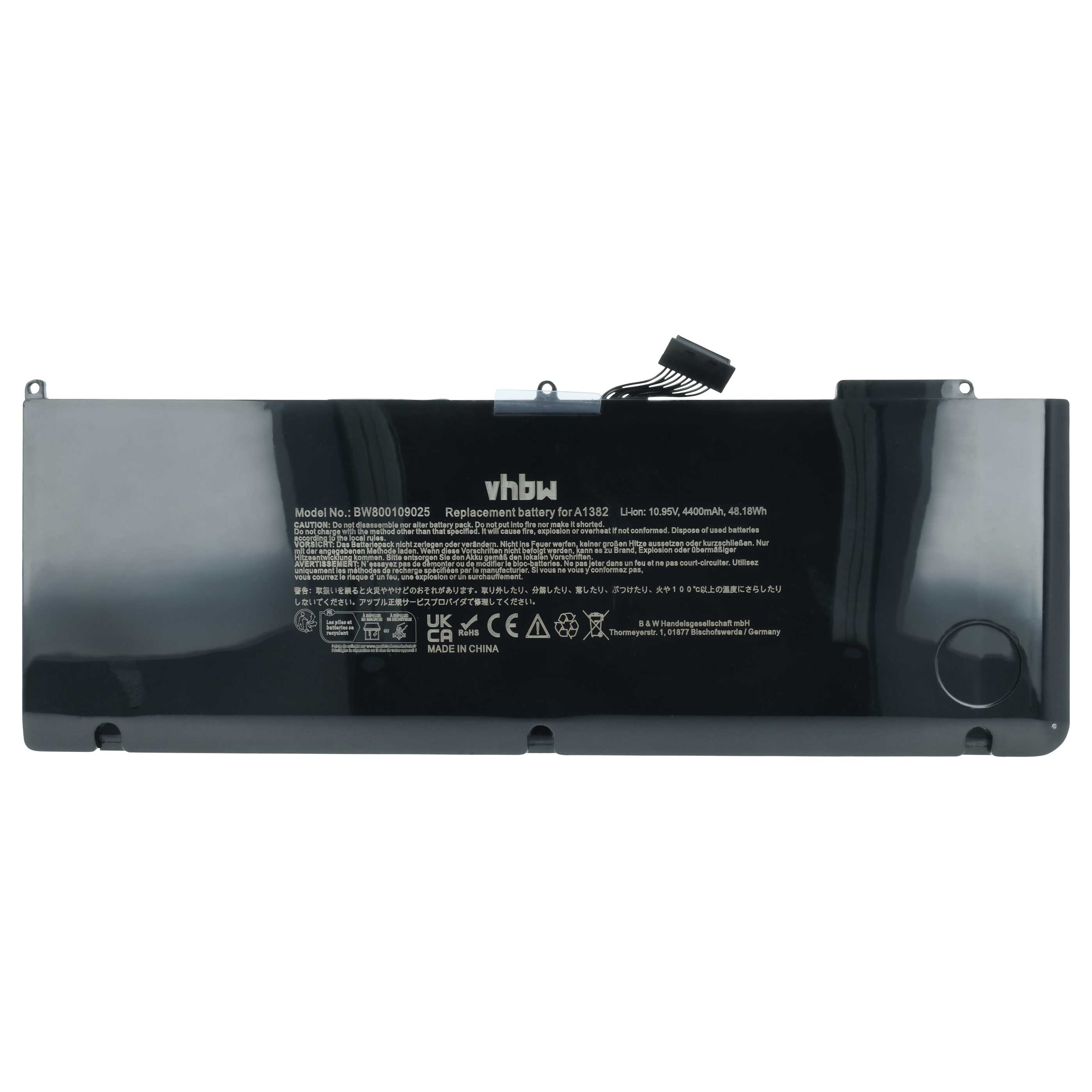 Batteria sostituisce Apple A1382, 020-7134-01, 020-7134-A, 661-5844 per notebook - 4400mAh 10,95V Li-Poly nero