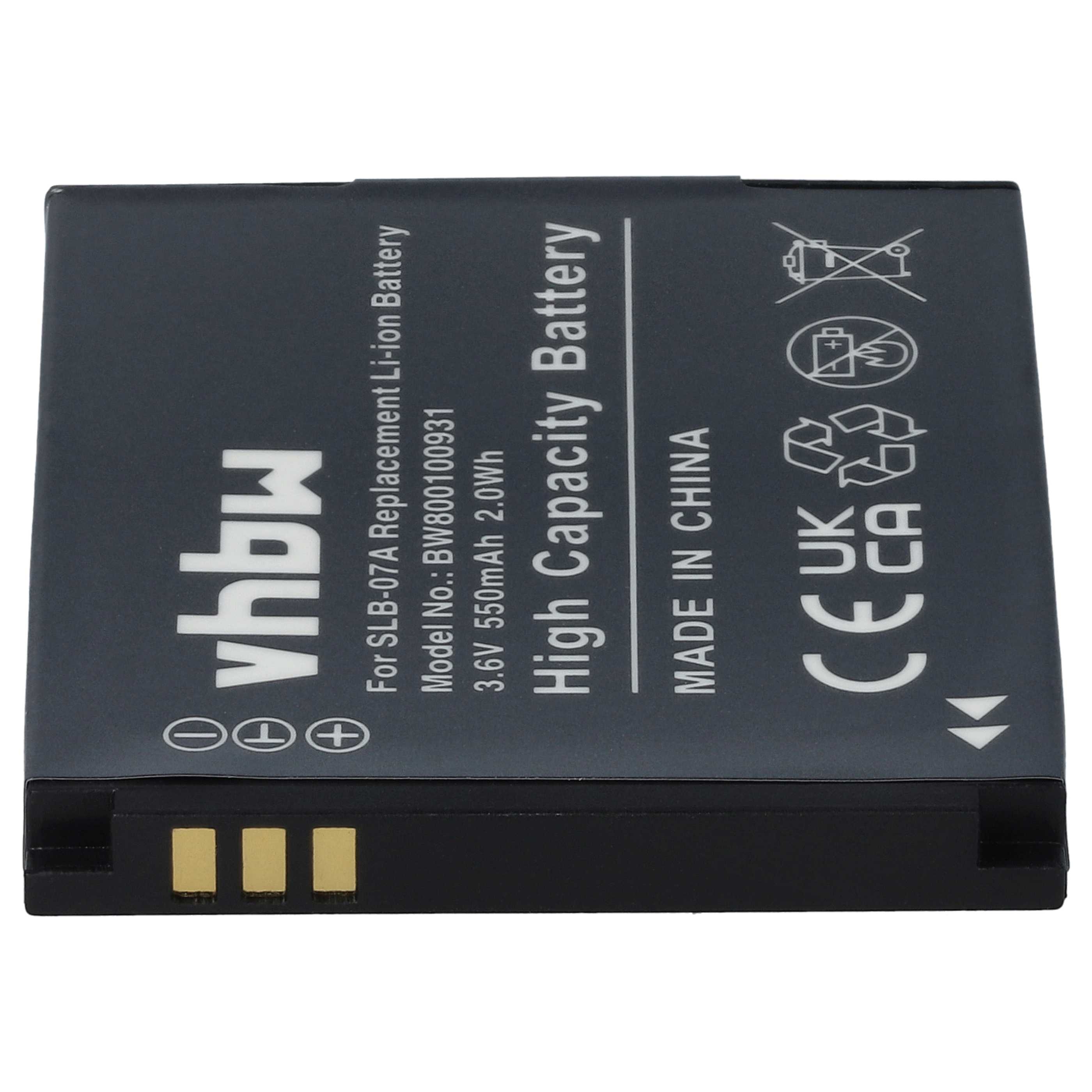3x Battery replaces Samsung SLB-07A, SLB-07B - 550mAh, 3.6V, Li-Ion
