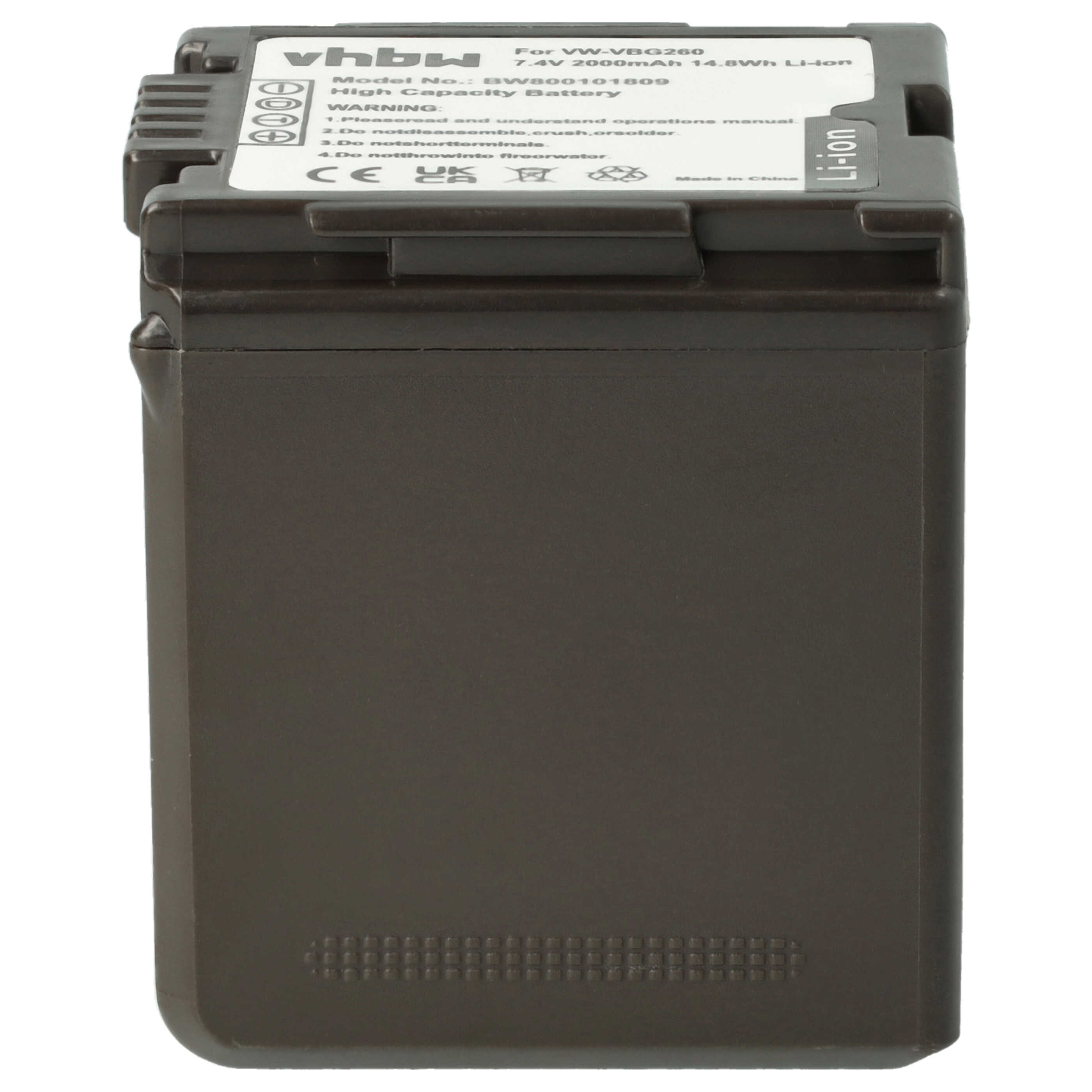 Videocamera 3x Battery replaces Panasonic VW-VBG260 - 2000 mAh 7.2 V Li-Ion