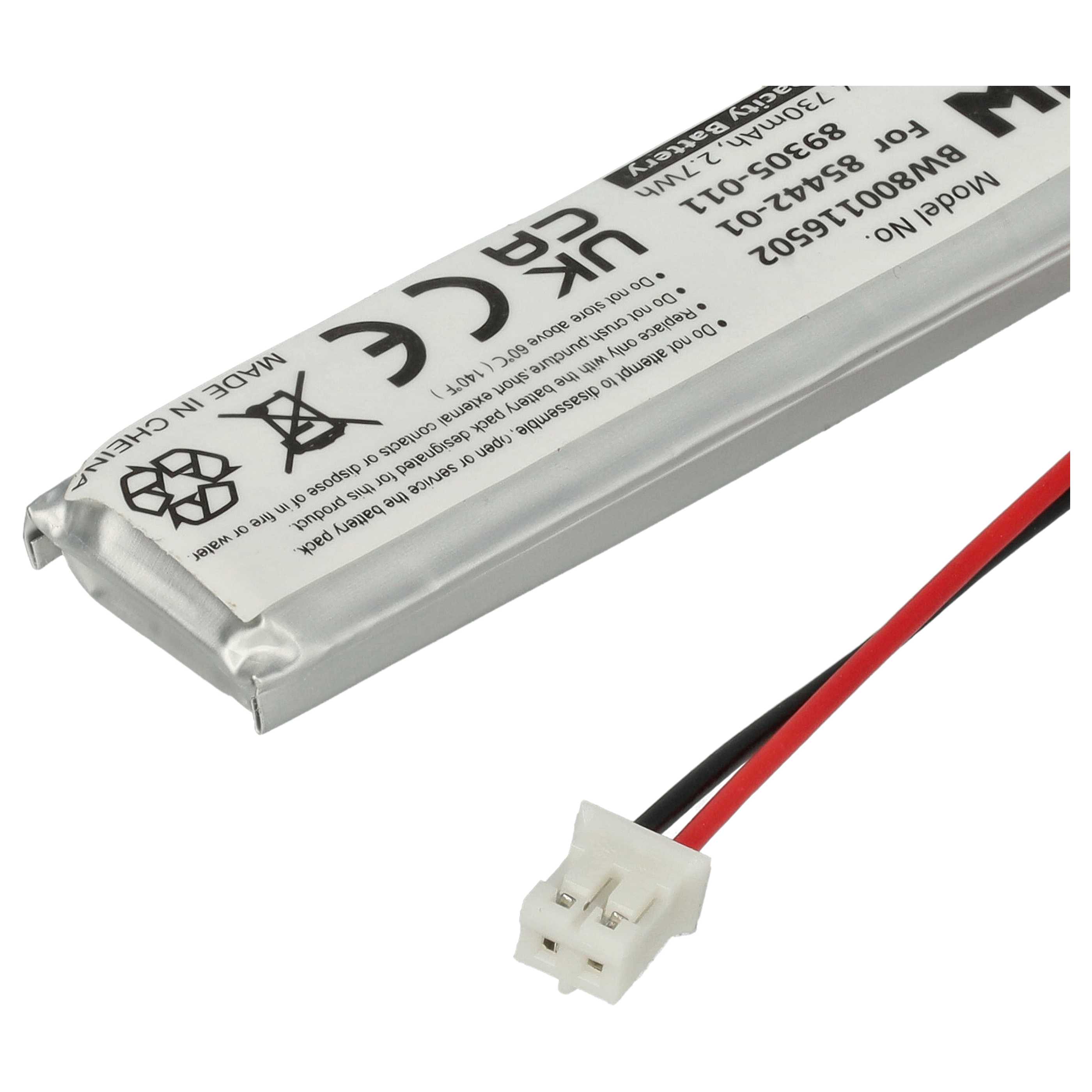 Batteria sostituisce Plantronics 85442-01, 89305-011 per altoparlanti - 730mAh 3,7V Li-Poly