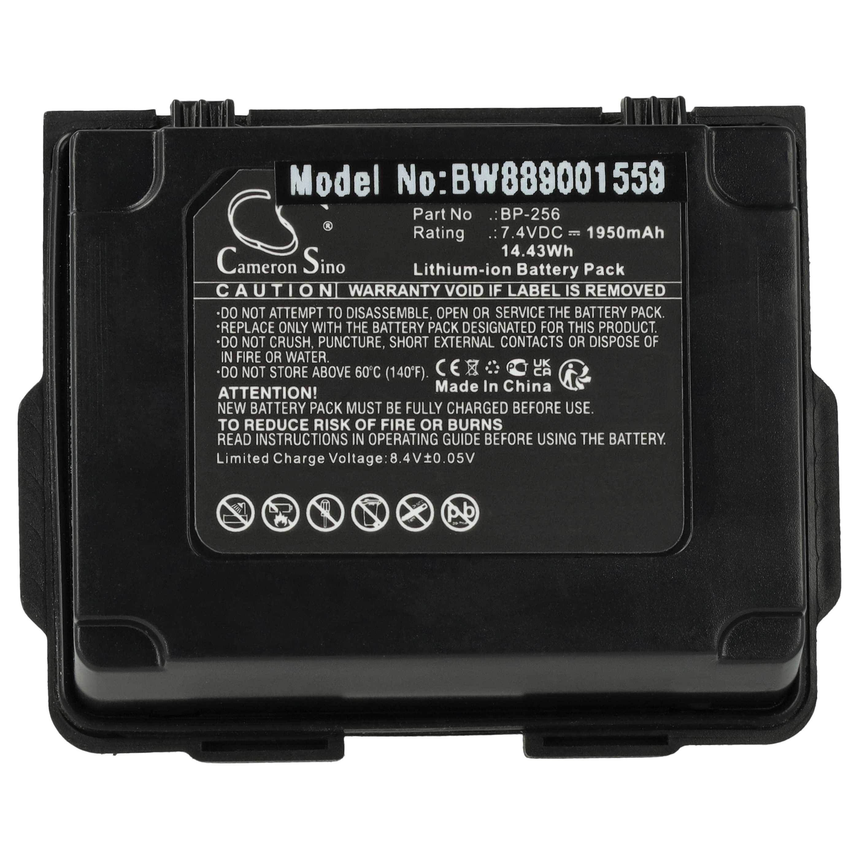 Radio Battery replaces Icom BP-256 - 1950 mAh 7.4 V Li-Ion