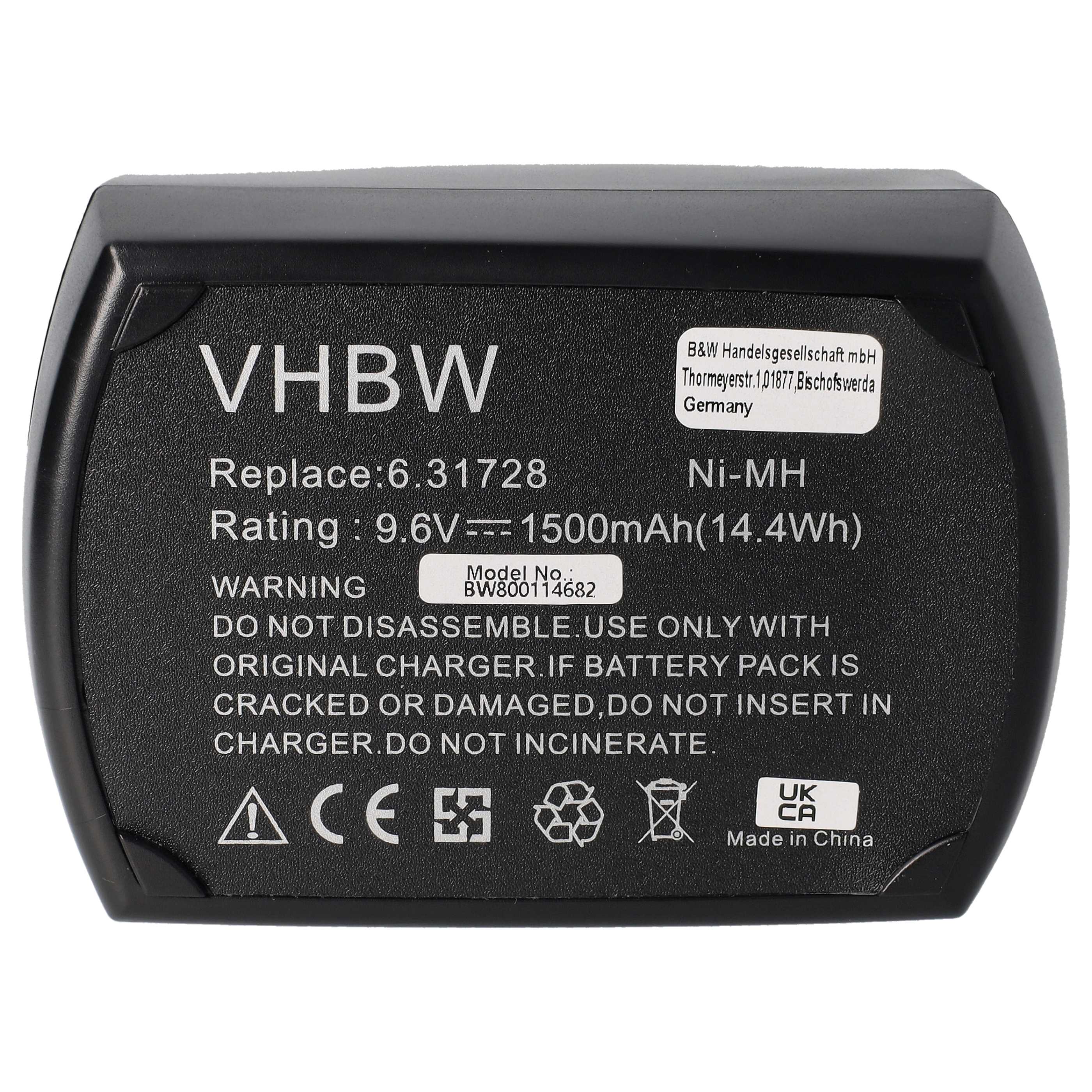 Akku 9,6V als Ersatz für Metabo 6.31746, 6.25471.00, 6.31728, 6.2547, 6.25471, 6.25470.00 - 1,5Ah, NiMH