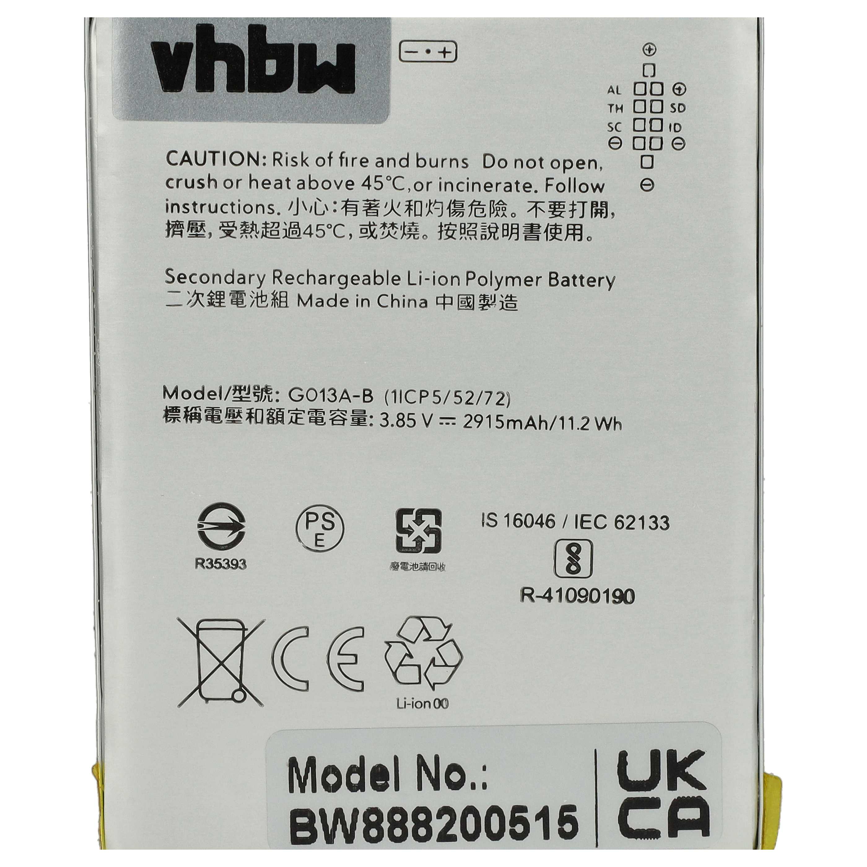 Akumulator do telefonu smartfona zamiennik Google 823-00073-01, G013A-B - 2900 mAh 3,85 V LiPo