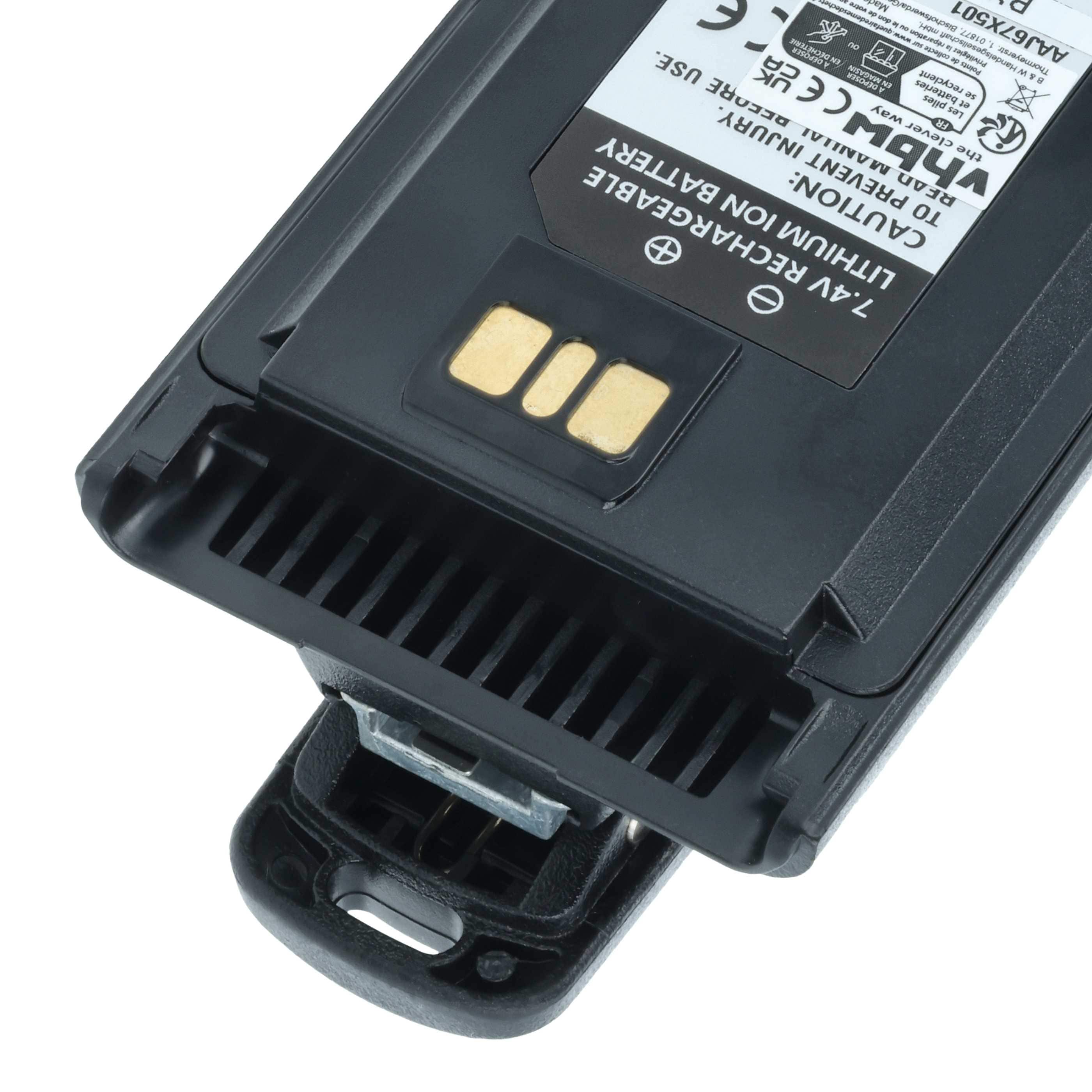 Radio 2x Battery replaces Motorola AAJ67X001 - 2600 mAh 7.4 V Li-Ion + Belt Clip