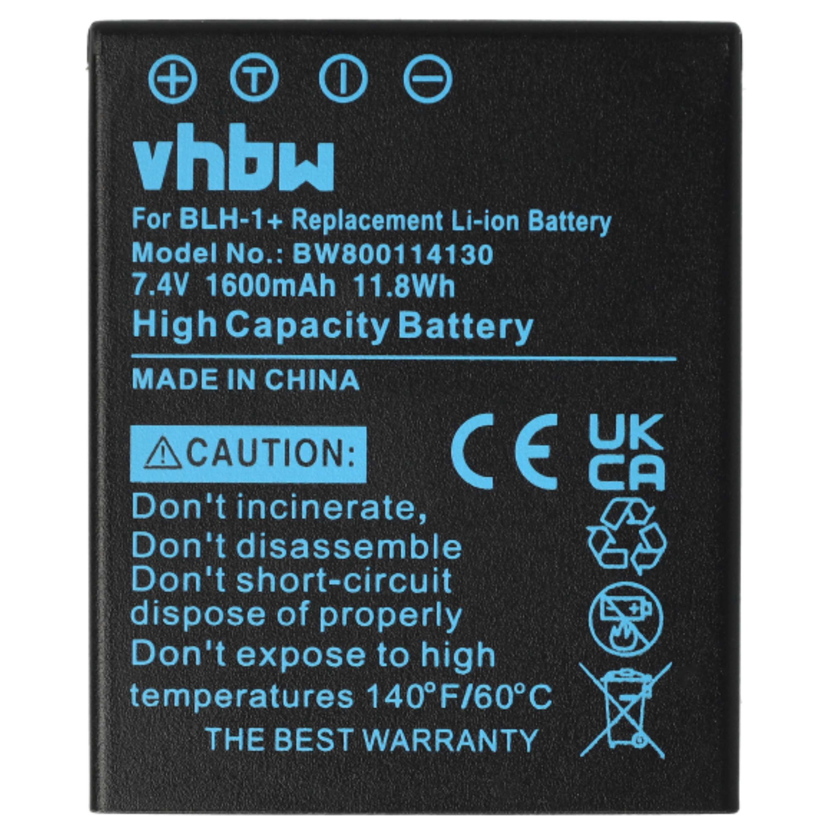 3x Battery replaces Olympus BLH-1 - 1600mAh, 7.4V, Li-Ion