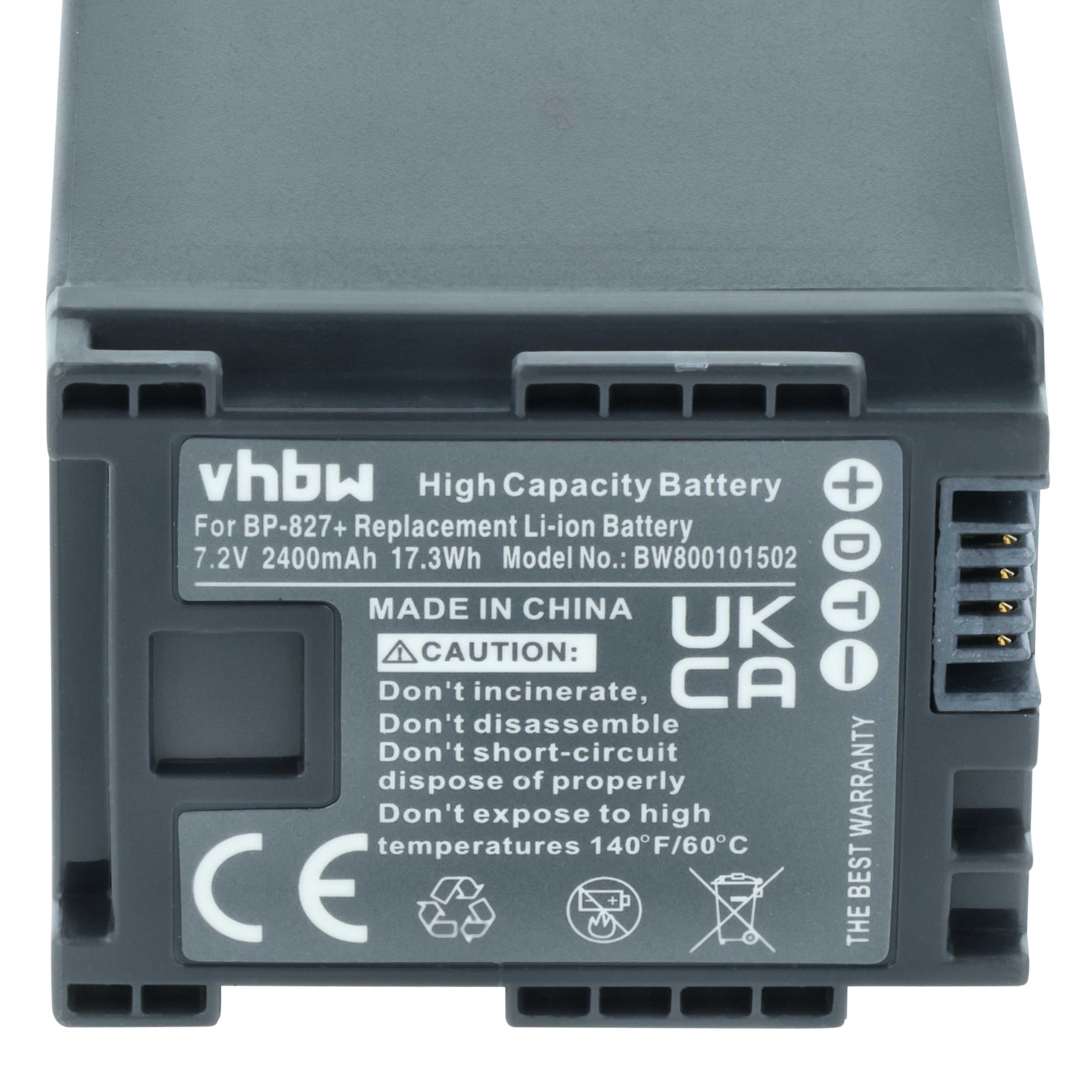 Videocamera 2x Battery replaces Canon 2740B002, BP-827 - 2400 mAh 7.2 V Li-Ion