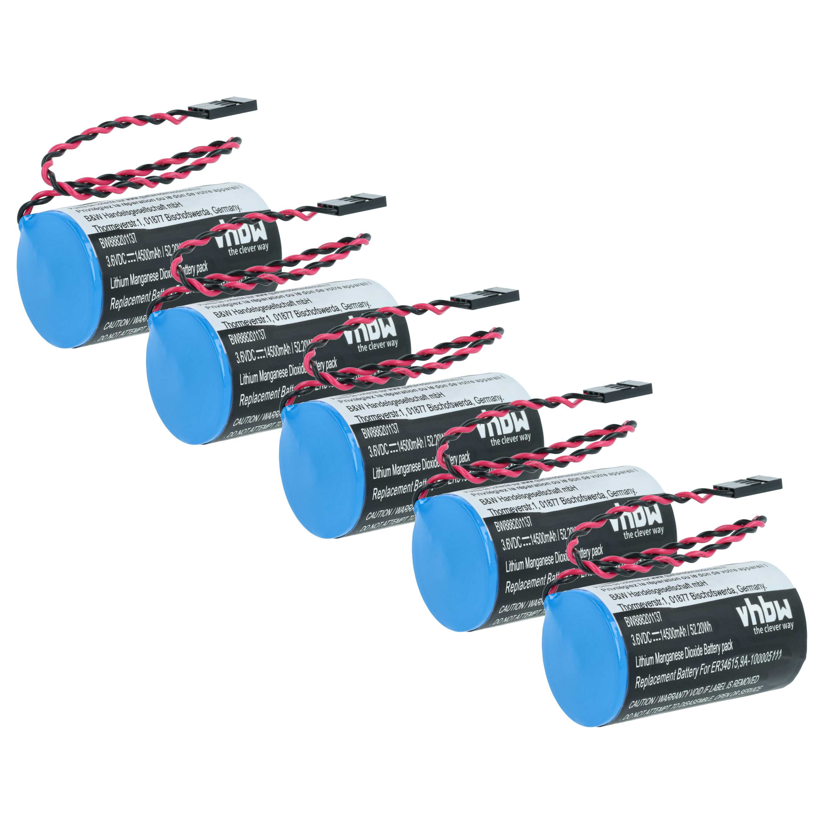 Laser 5x Battery replaces Cameron Nuflo 9A-100005111, MV-100005111, LS33600-CN1 - 14500 mAh 3.6 V Li-MnO2