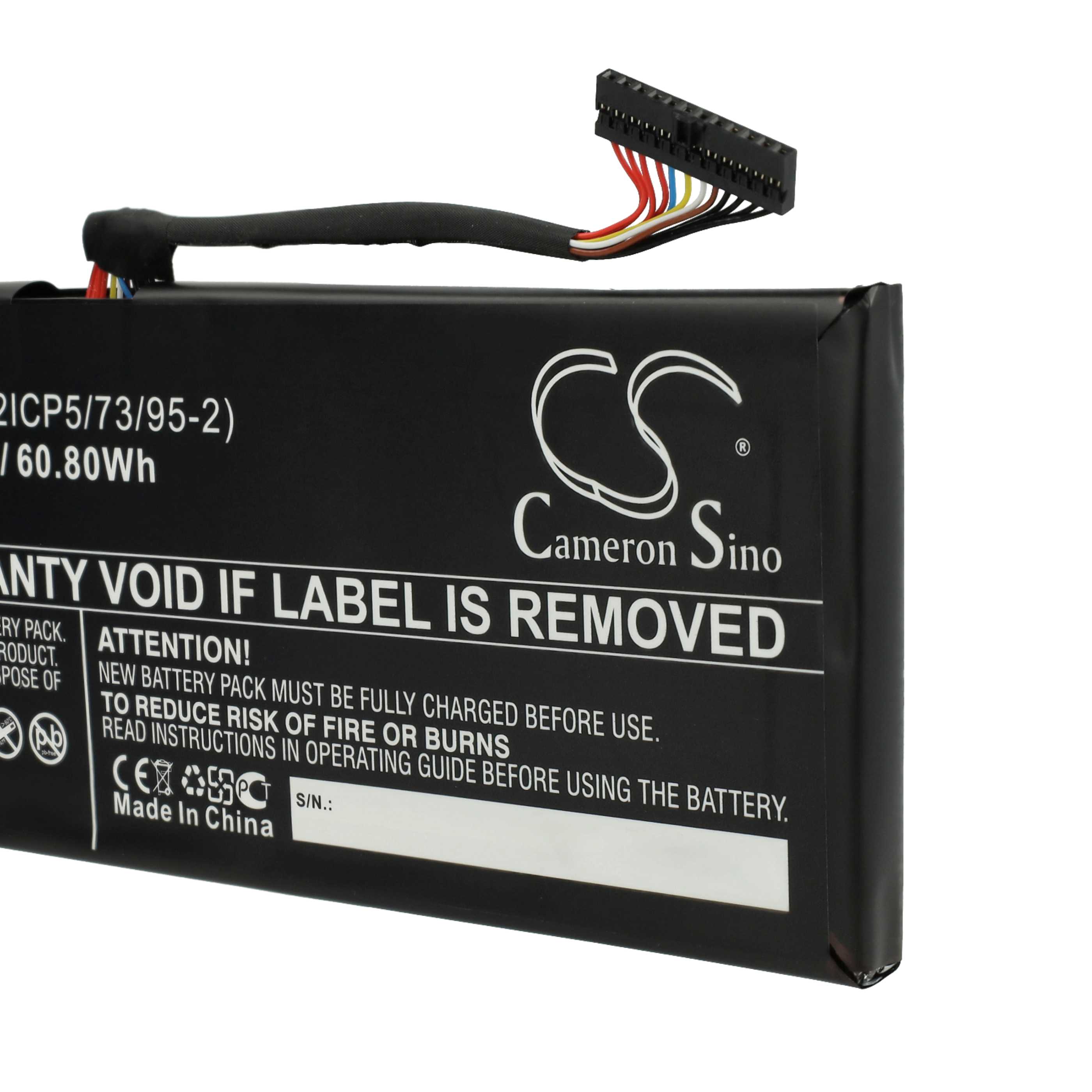Batterie remplace MSI BTY-M47, BTY-M47(2ICP5/73/95-2) pour ordinateur portable - 8060mAh 7,6V Li-ion, noir