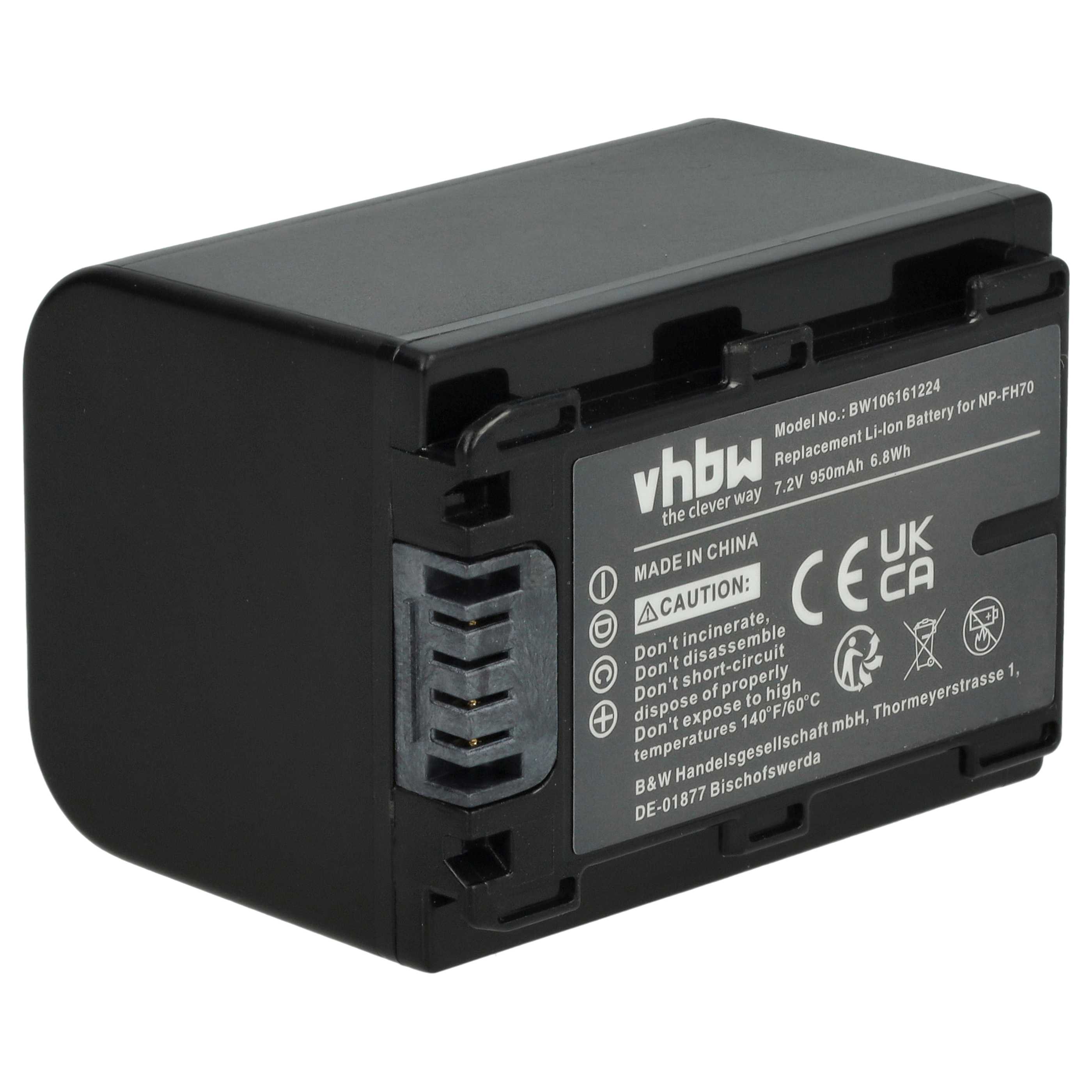 Batteria per videocamera sostituisce Sony NP-FH50, NP-FH100, NP-FH40 Sony - 950mAh 7,2V Li-Ion con infochip