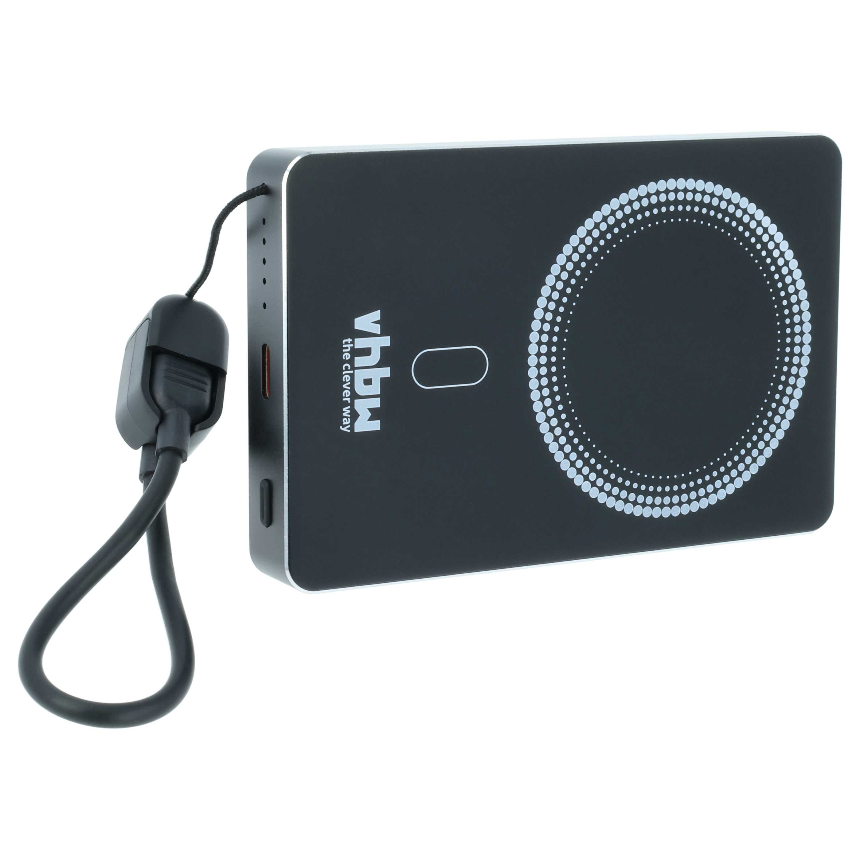 Magnetische Wireless Powerbank 10000 mAh passend für z.B. iPhone, Samsung, Xiaomi - Schwarz