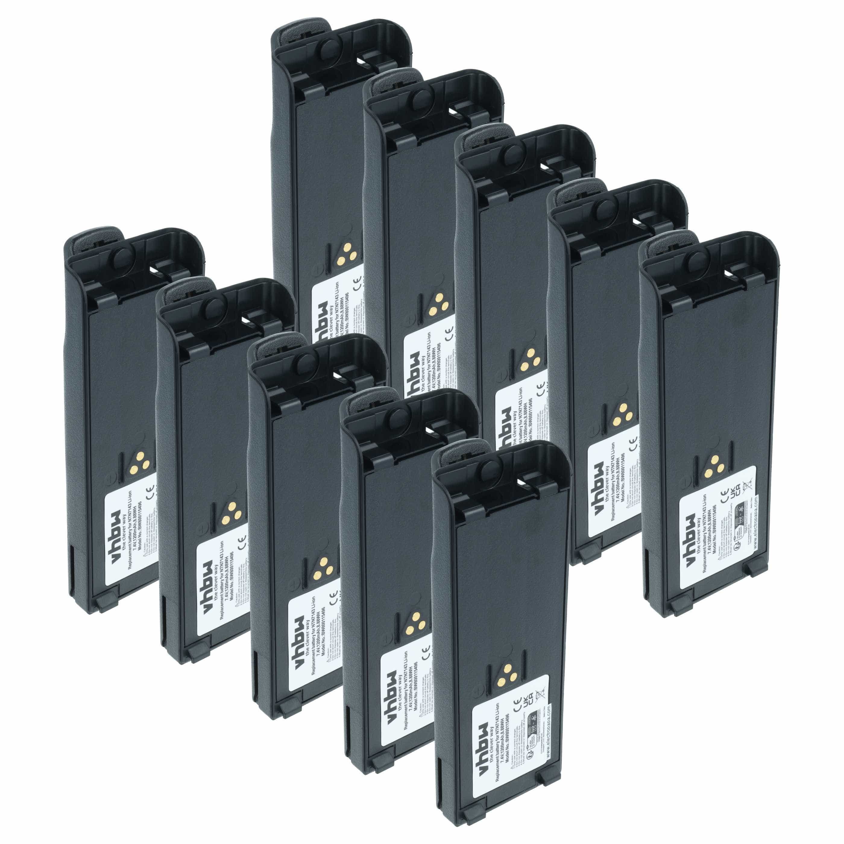 Radio 10x Battery replaces Motorola NTN7143A, NTN7143, FuG11b, NTN7143CR, NTN7143B - 1200 mAh 7.4 V Li-Ion