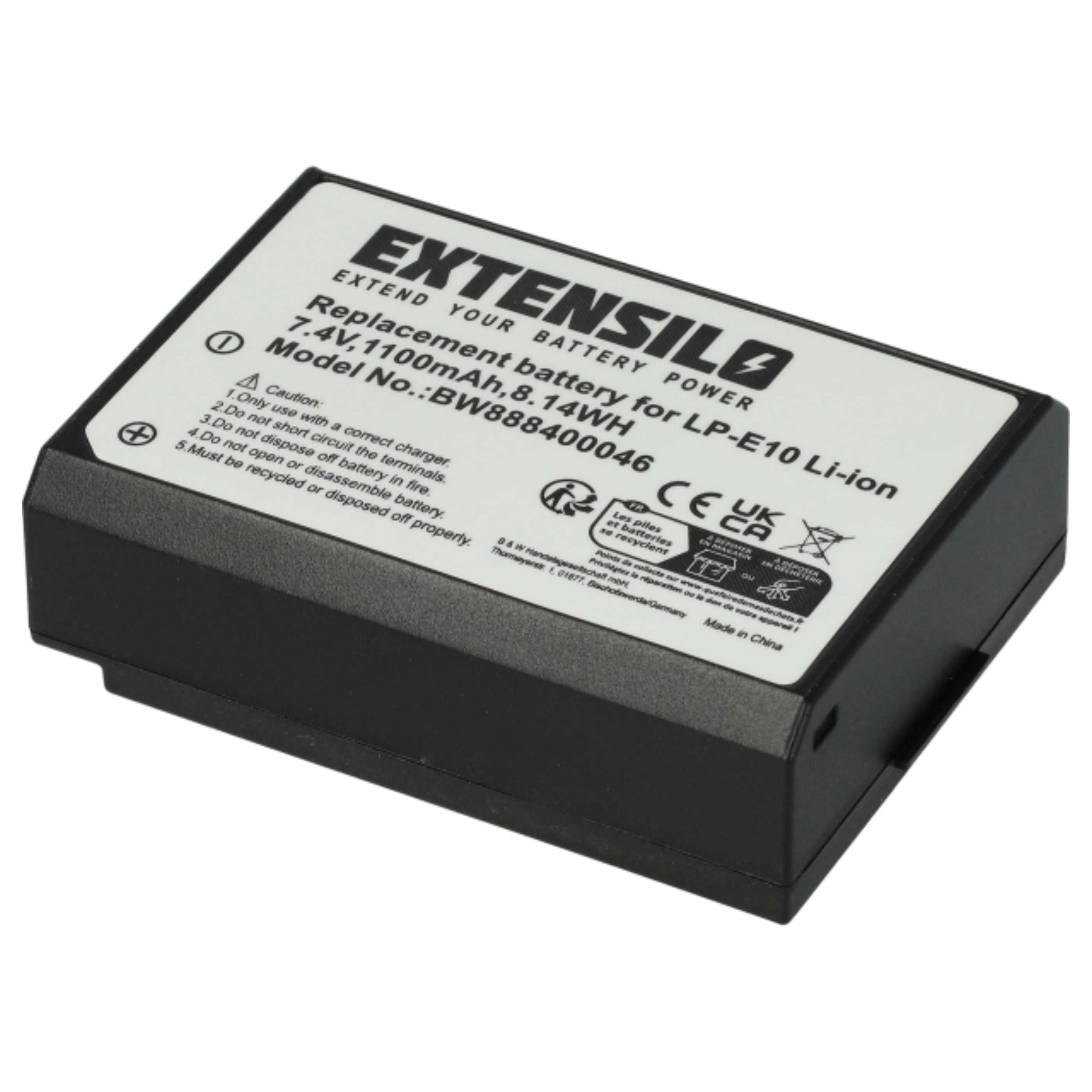 3x Battery replaces Canon LP-E10 - 1100mAh, 7.4V, Li-Ion