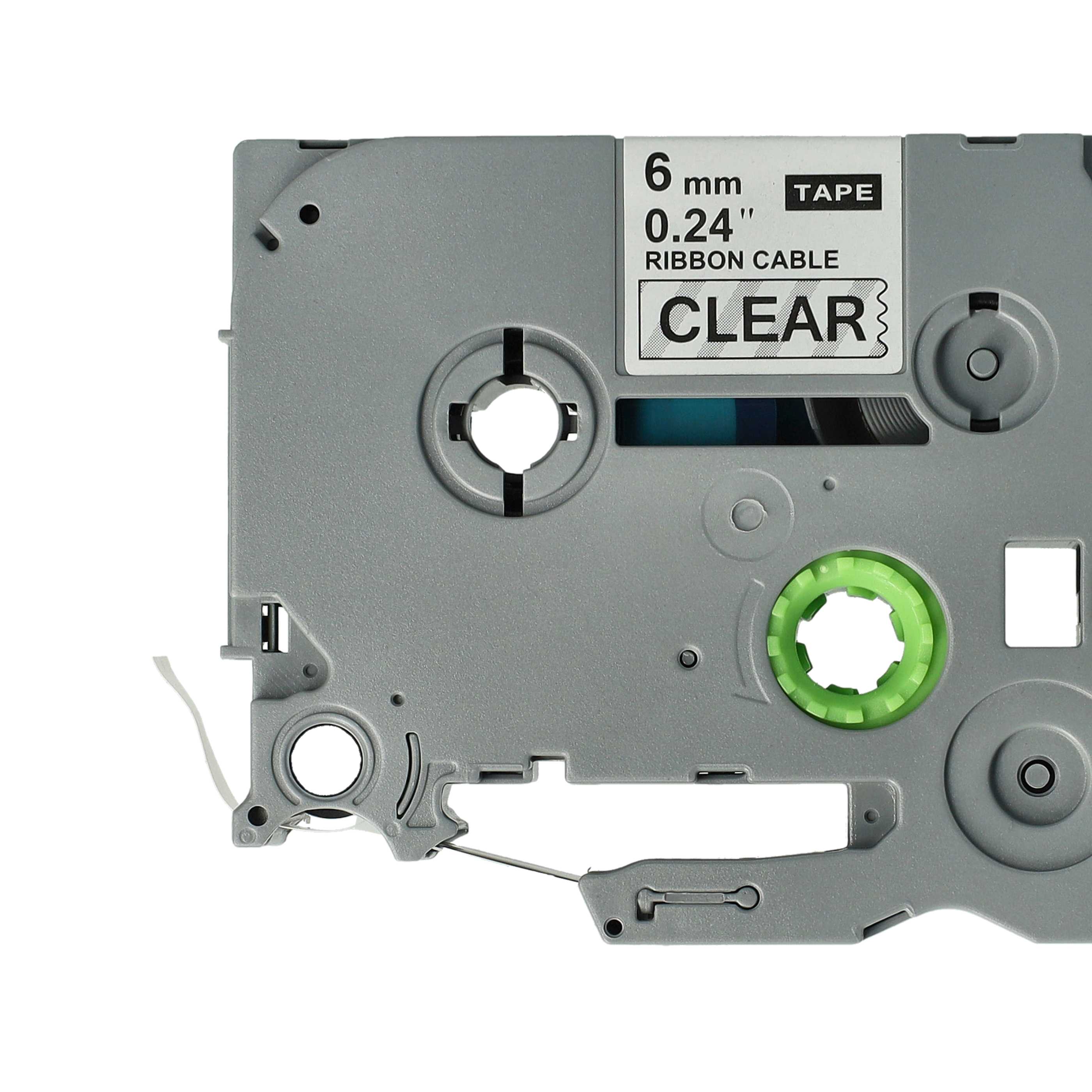Label Tape as Replacement for Brother TZFX111, TZeFX111, TZE-FX111 - 6 mm Black to Transparent, Flexible
