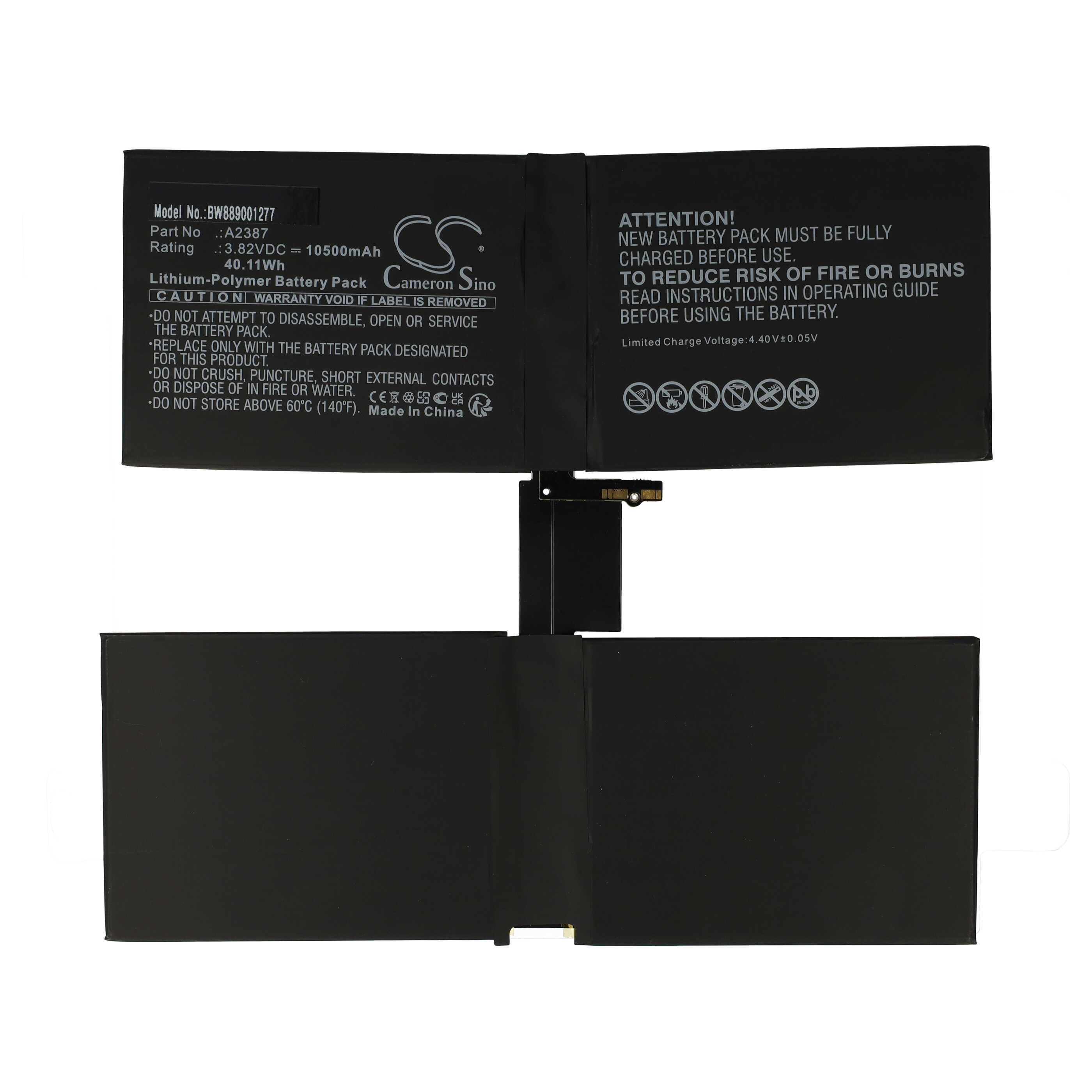 Tablet Battery Replacement for Apple A2387 - 10500mAh 3.82V Li-polymer