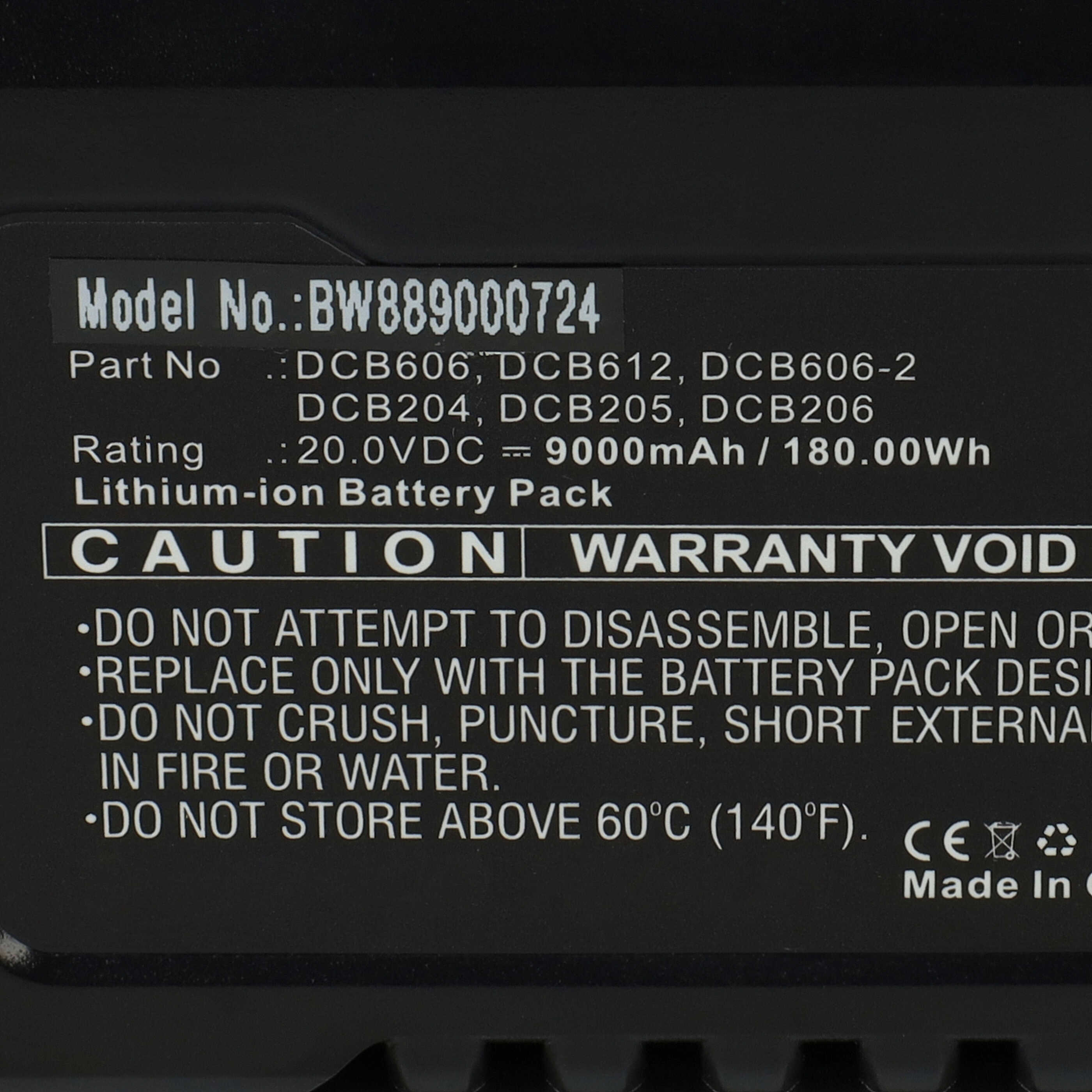 Akku 20V als Ersatz für Dewalt DCB115, DCB118, DCB102, DCB120, DCB105, DCB121, DCB107, DCB112 - 9Ah, Li-Ion