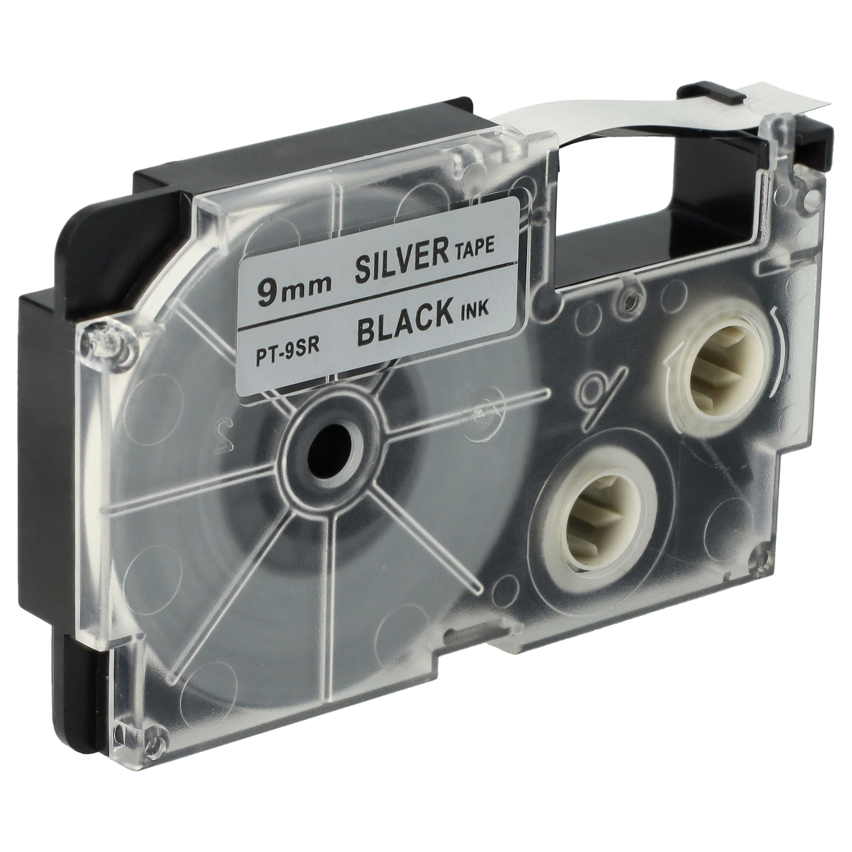 Cassetta nastro sostituisce Casio XR-9SR1, XR-9SR per etichettatrice 9mm nero - argentato