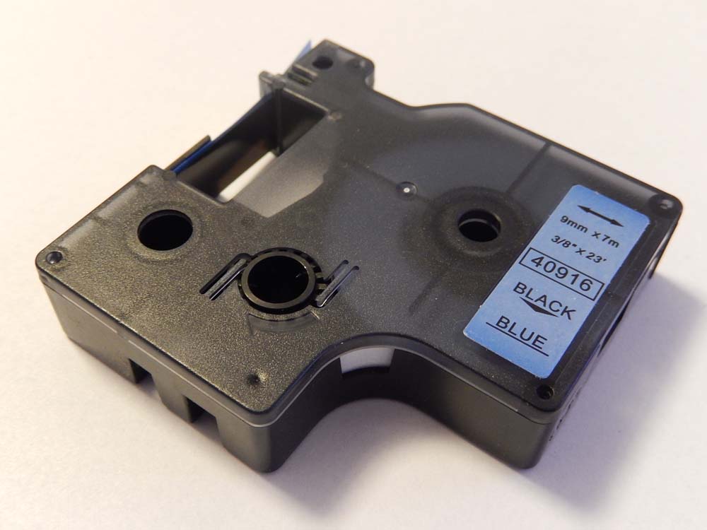Cassette à ruban remplace Dymo 40916, D1 - 9mm lettrage Noir ruban Bleu