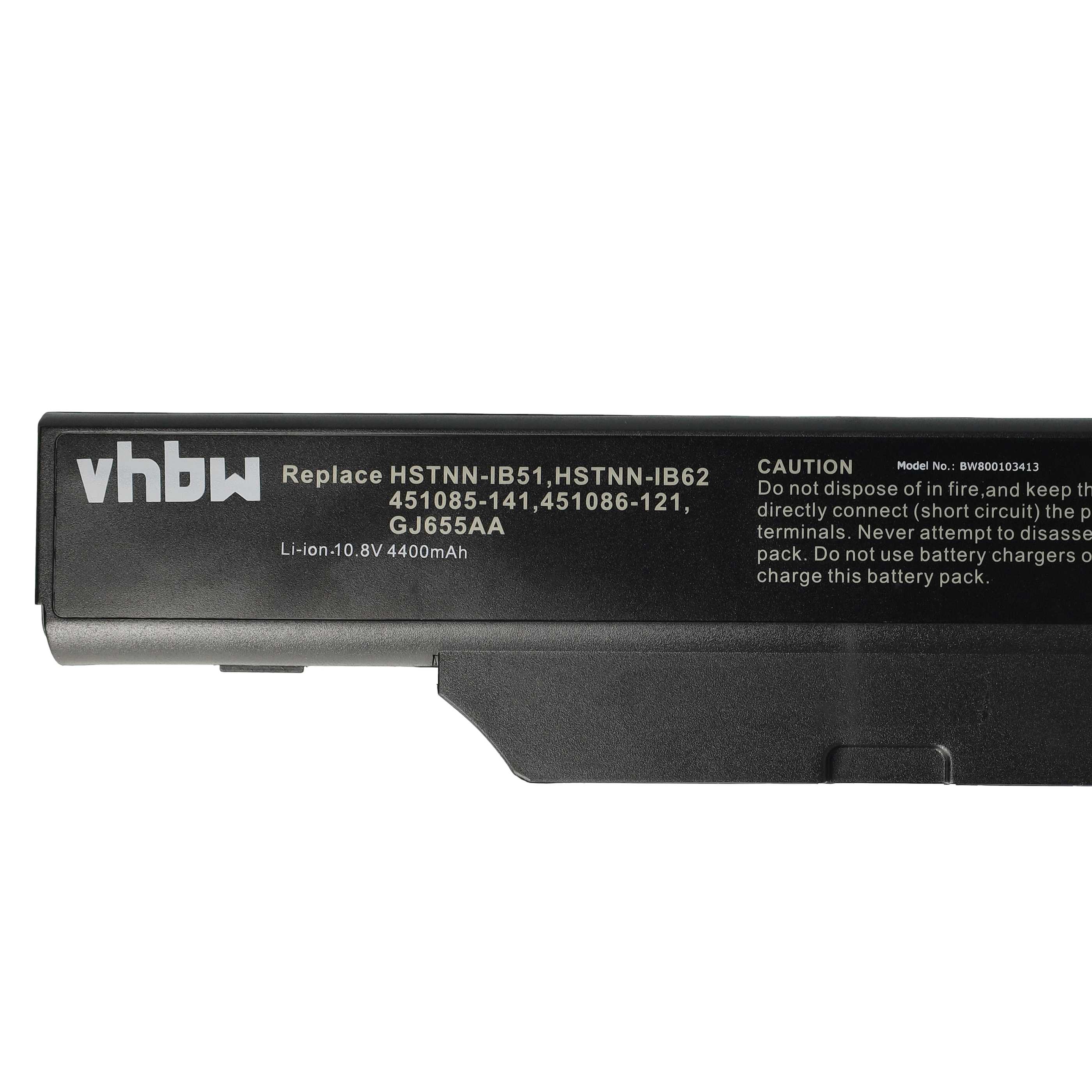 Batterie remplace HP 451086-001, 451085-141, 451085-661 pour ordinateur portable - 4400mAh 10,8V Li-ion, noir